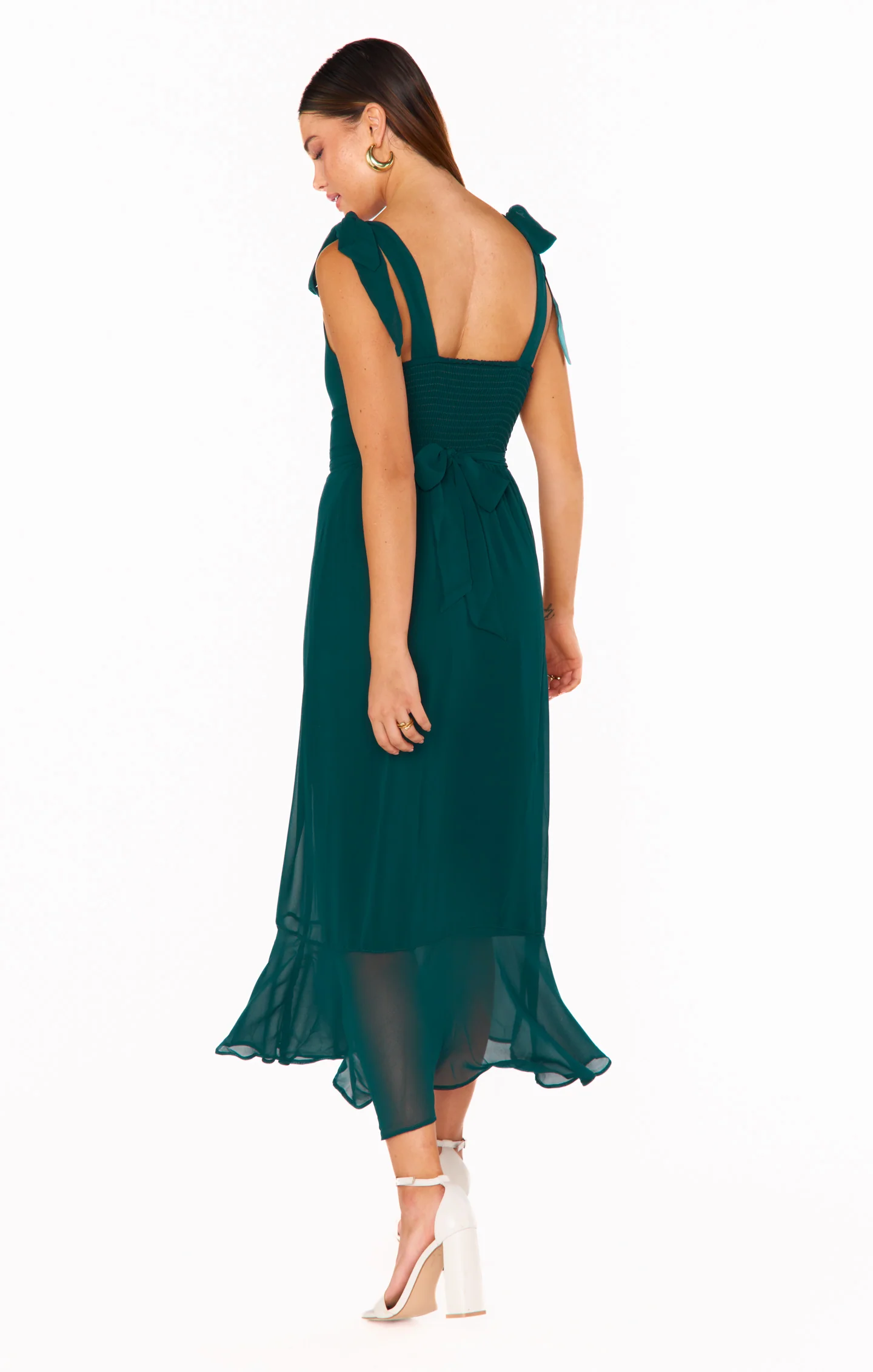 Elena Midi Dress ~ Green Tulle