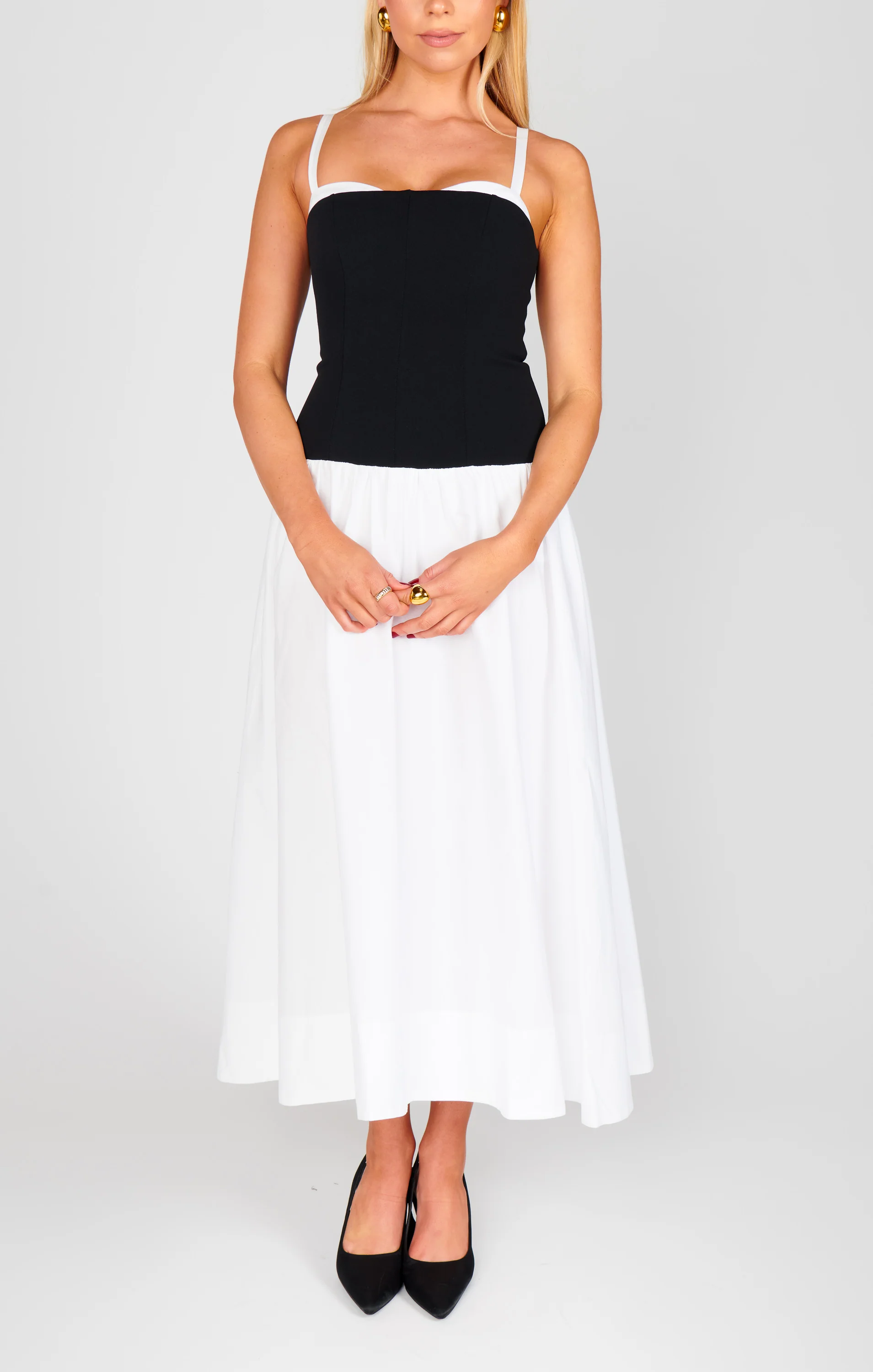 Hepburn Midi Dress ~ Black and White