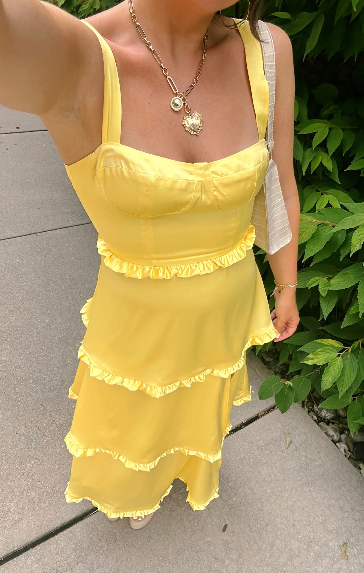 Lady Corset Dress ~ Yellow Luxe Satin