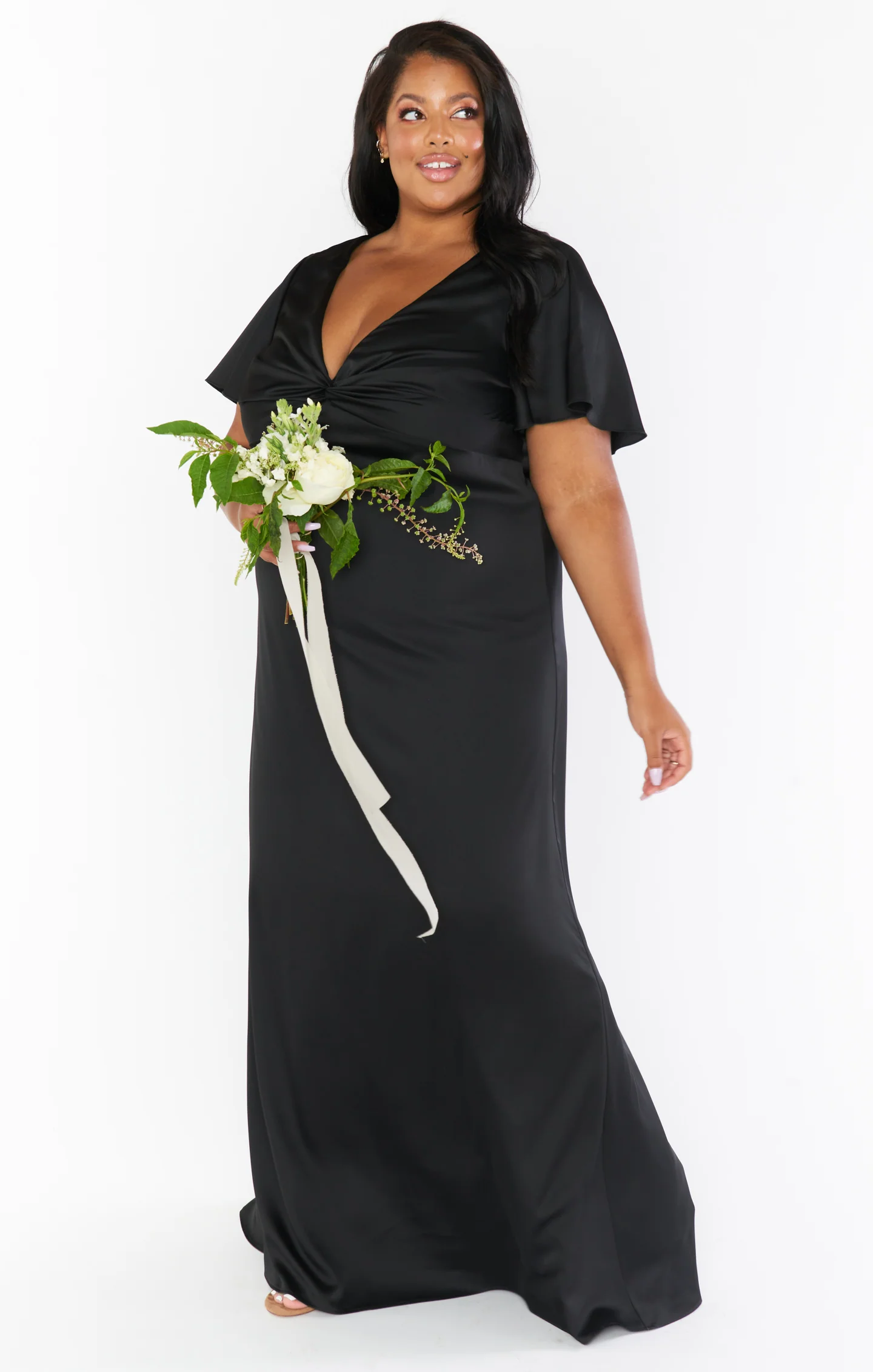 Rome Twist Gown ~ Black Luxe Satin
