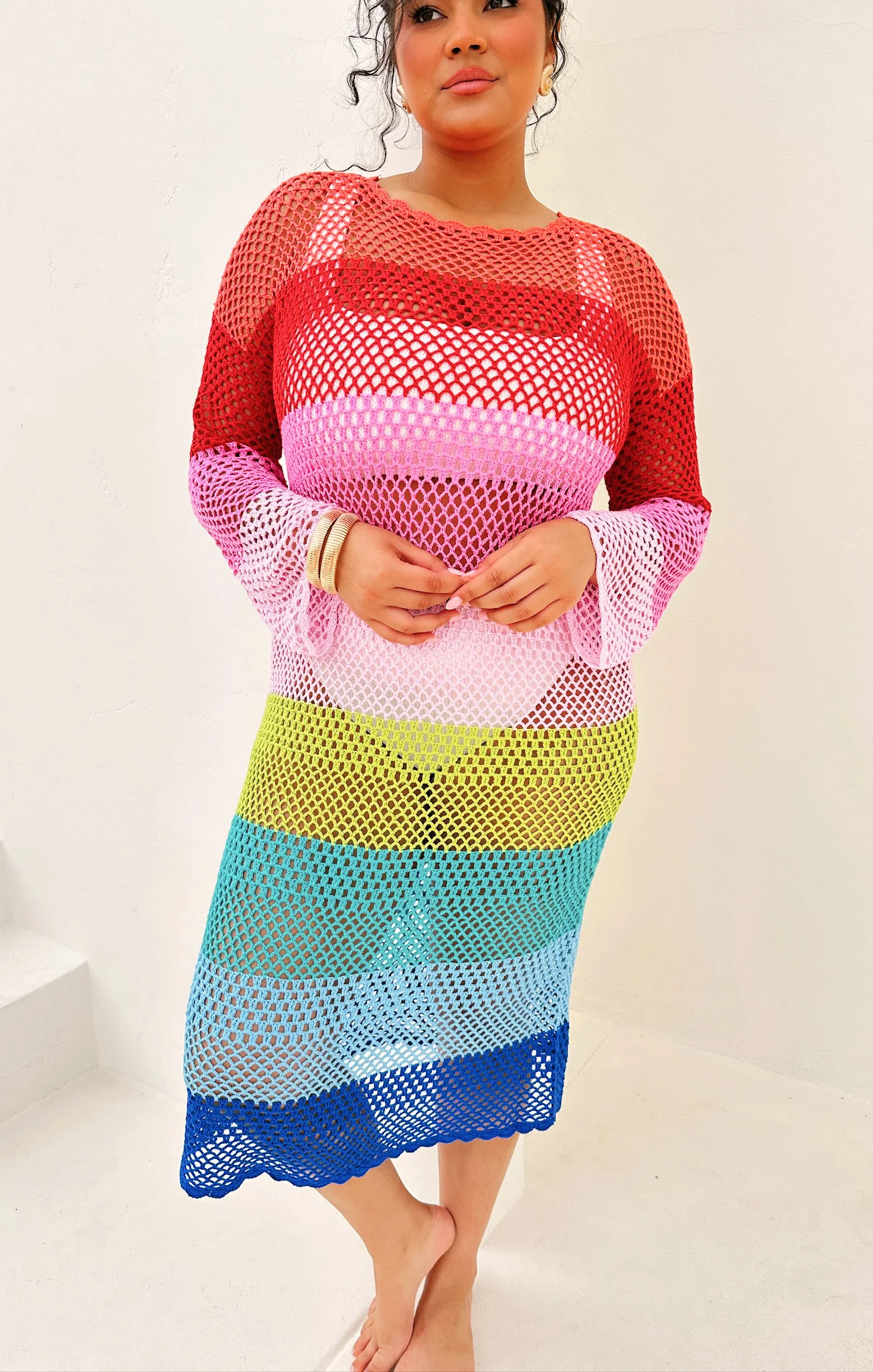 Paula Midi Coverup ~ Stripe Crochet