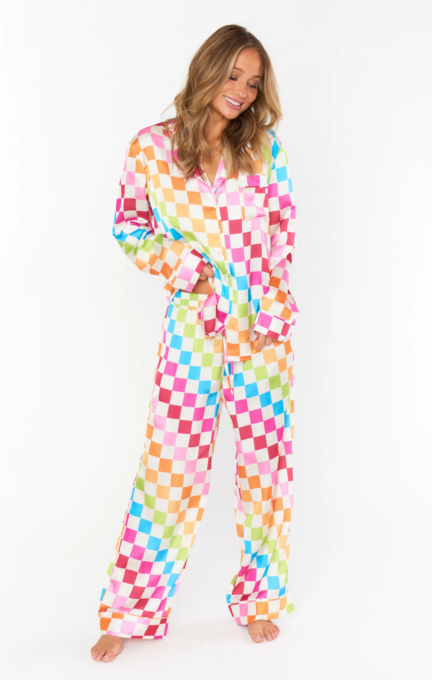 Classic PJ Set ~ Multi Checker Silky