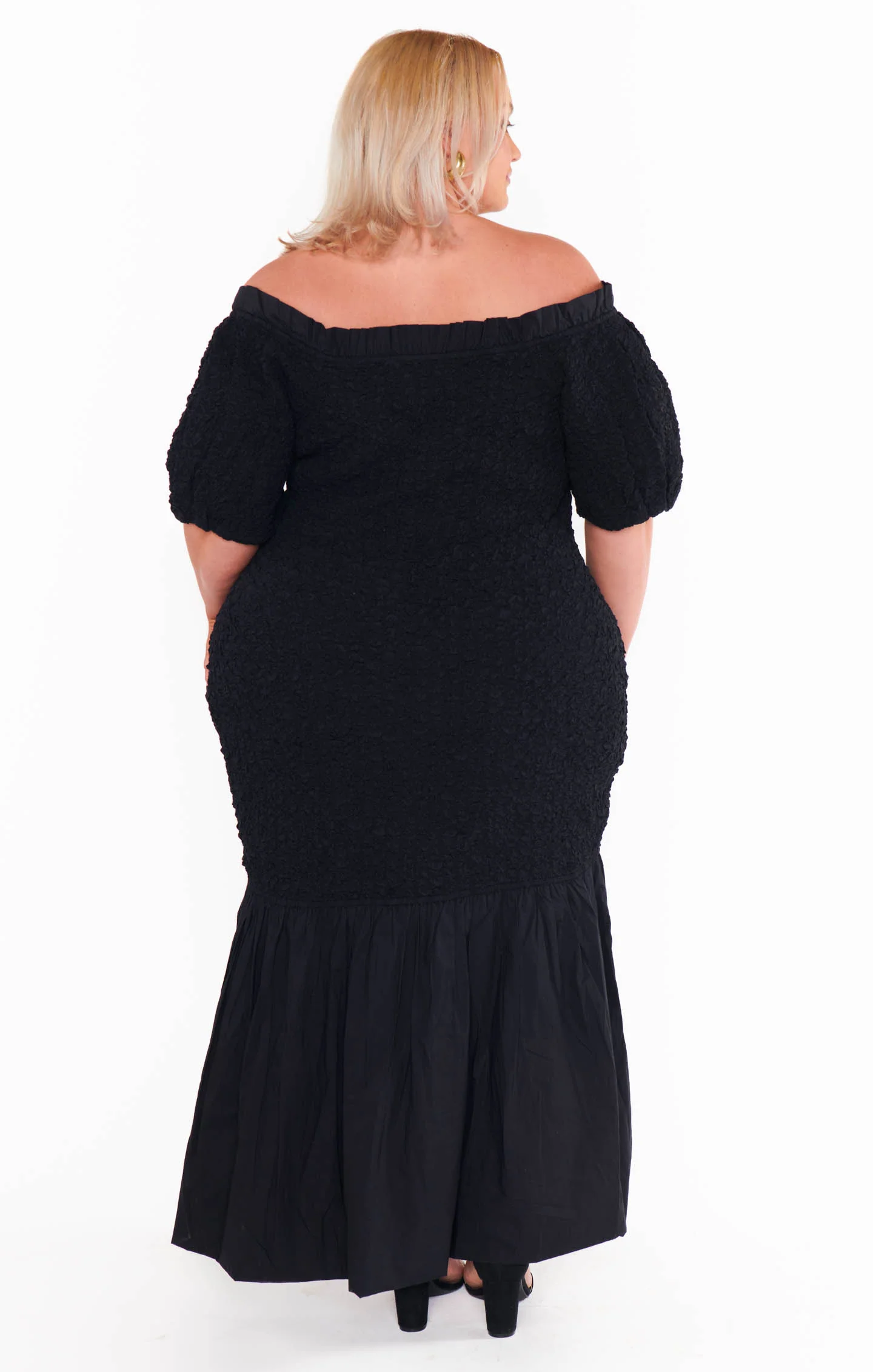 Rom Com Midi Dress ~ Black Texture Stretch