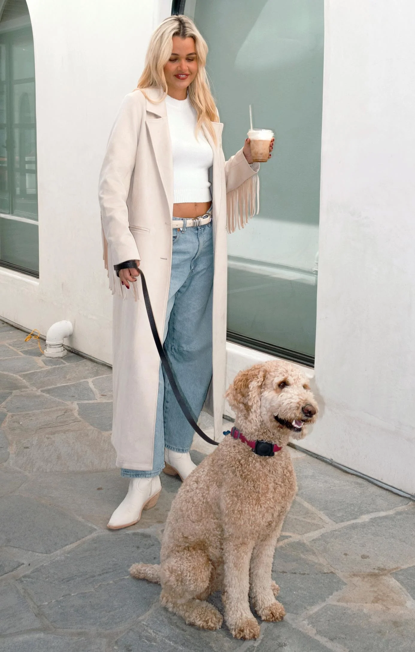 Fringe Maxi Jacket ~ Cream Faux Suede