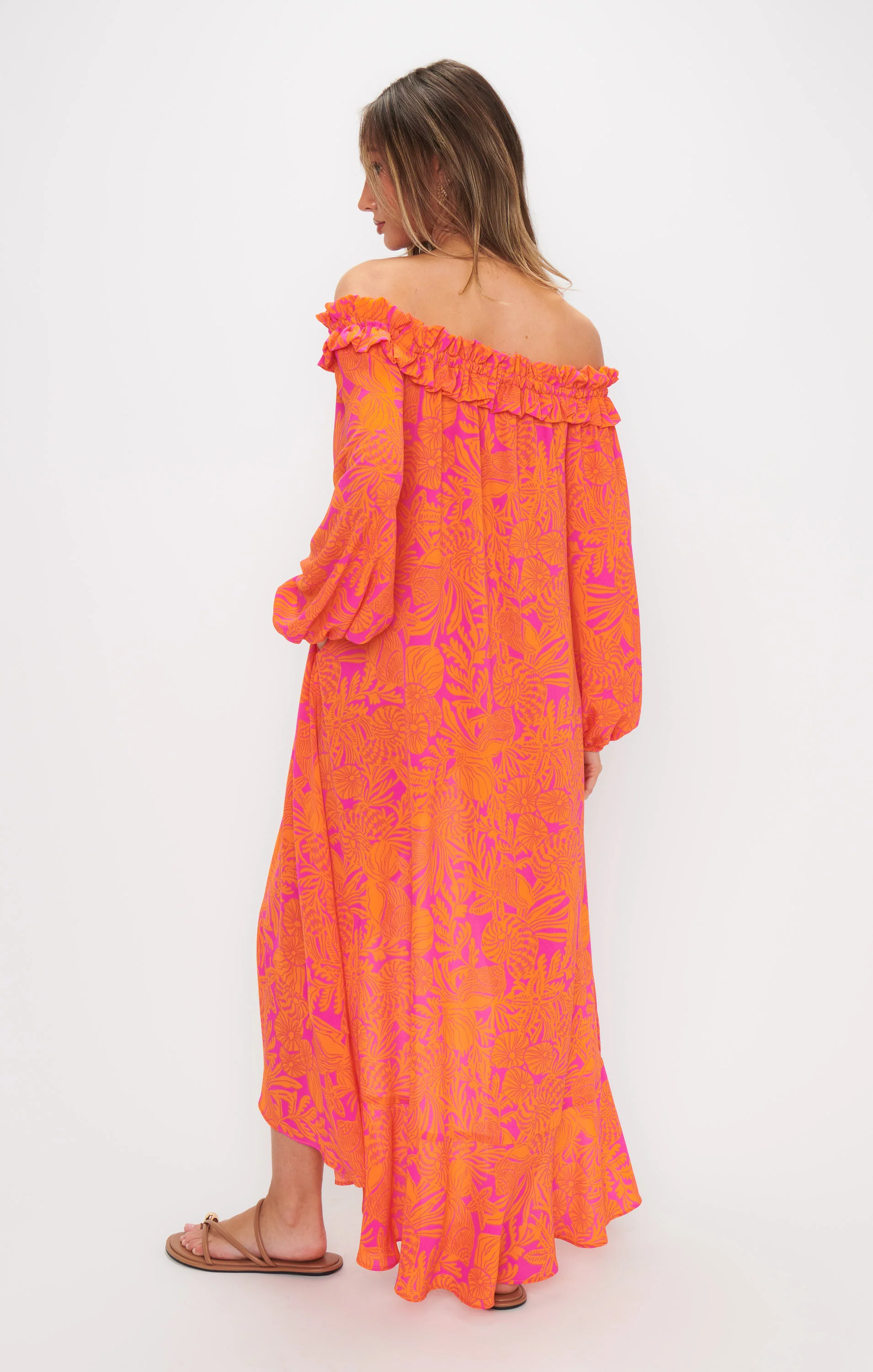 Maxi Dress ~ Fuchsia Shells Pebble