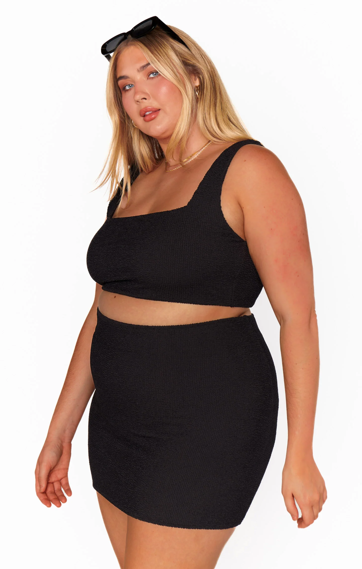 Sara Mini Skirt ~ Black Scrunch