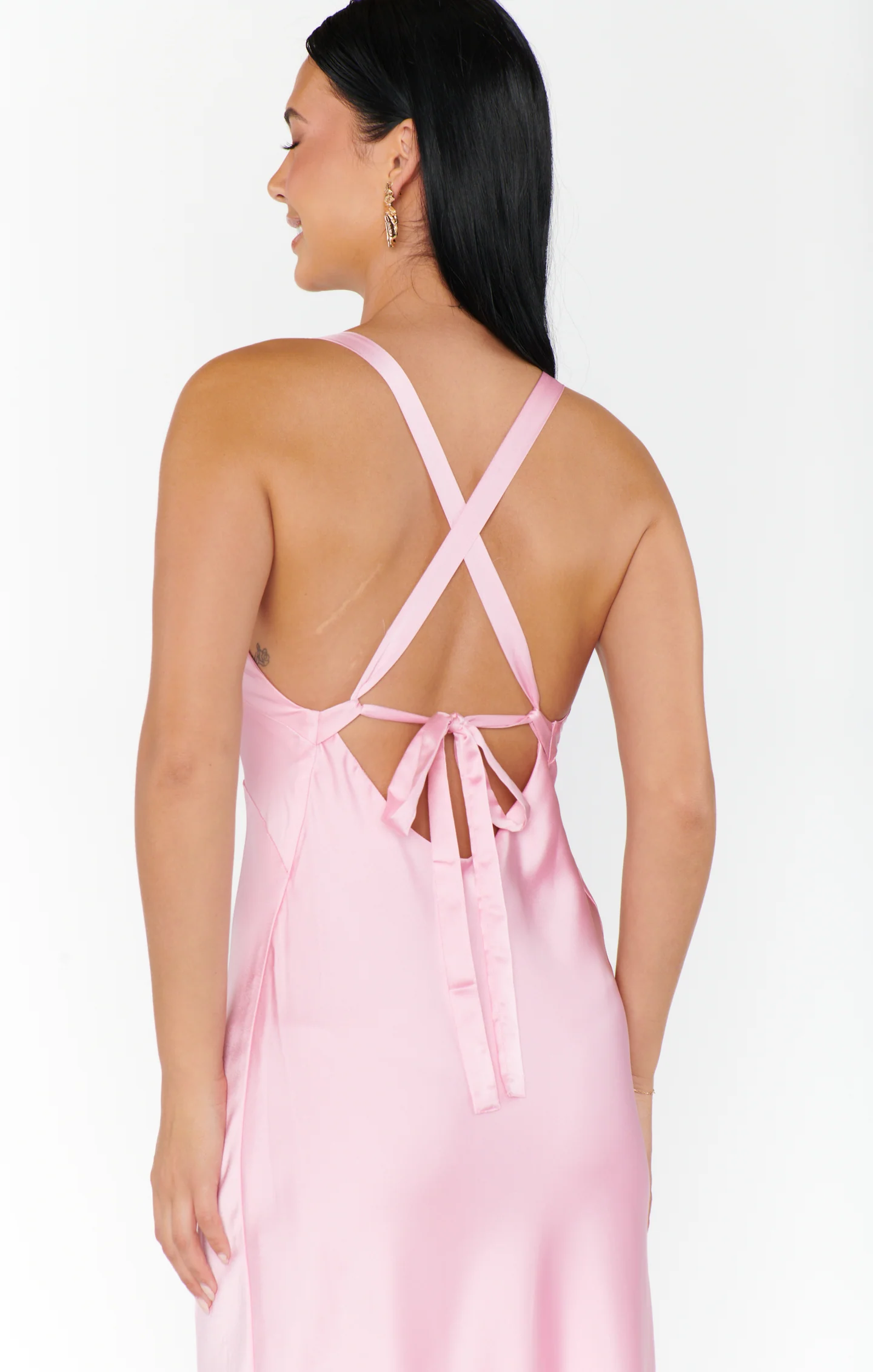 Maxi Dress ~ Light Pink Satin