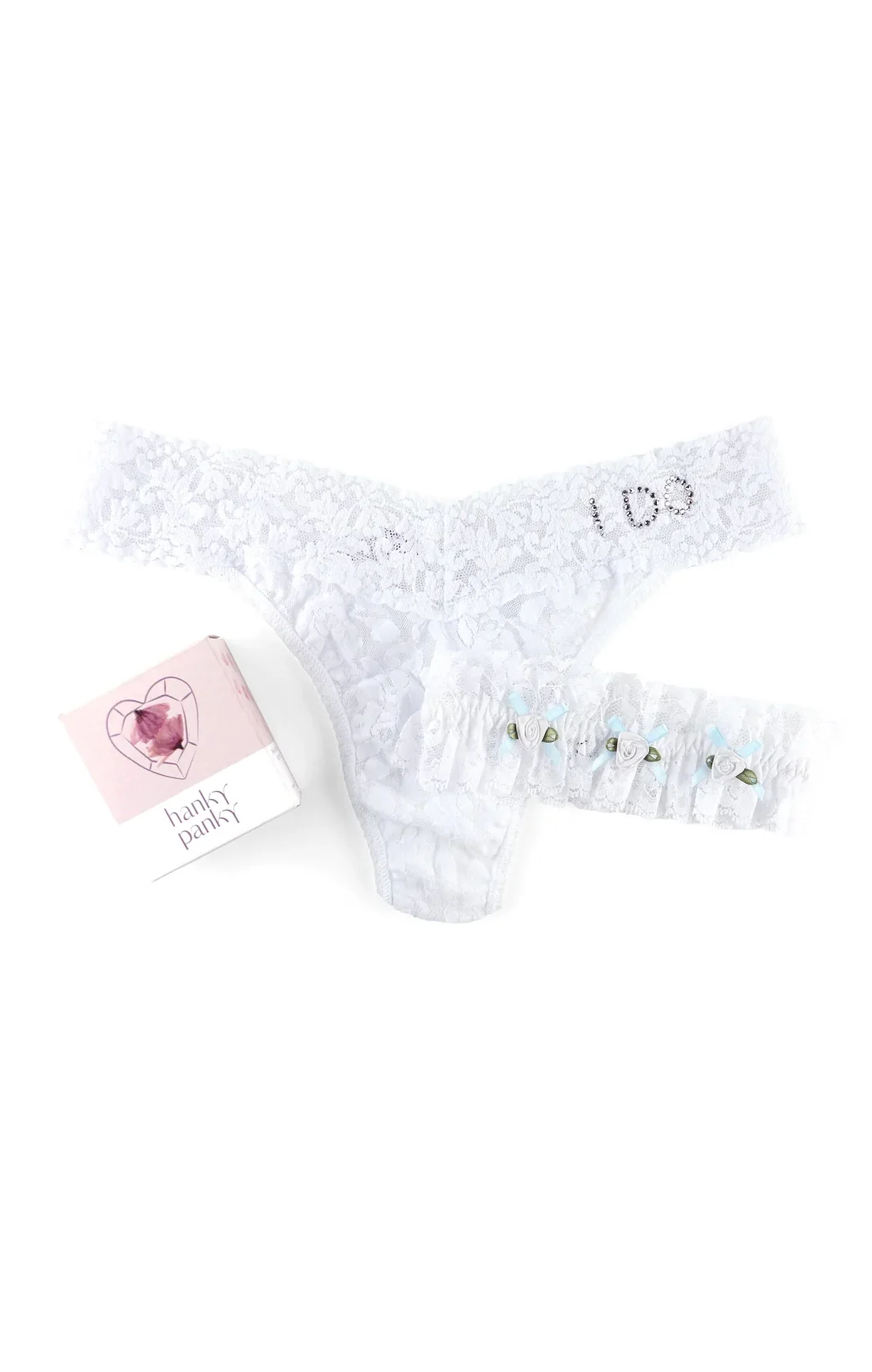 Hanky Panky I Do Original Rise Thong & Garter Box Set ~ White