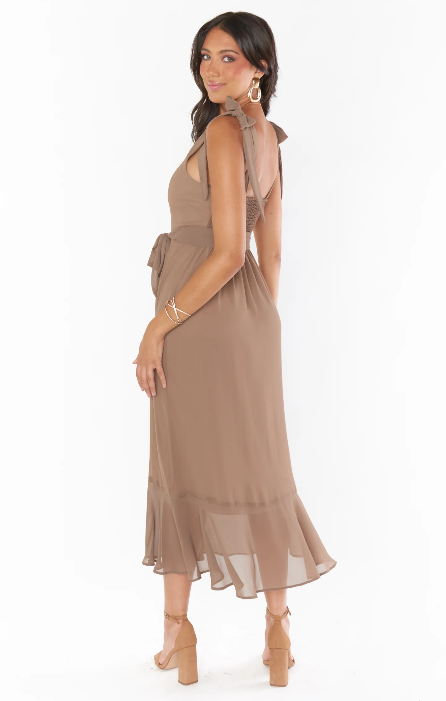 Elena Midi Dress ~ Sand Chiffon