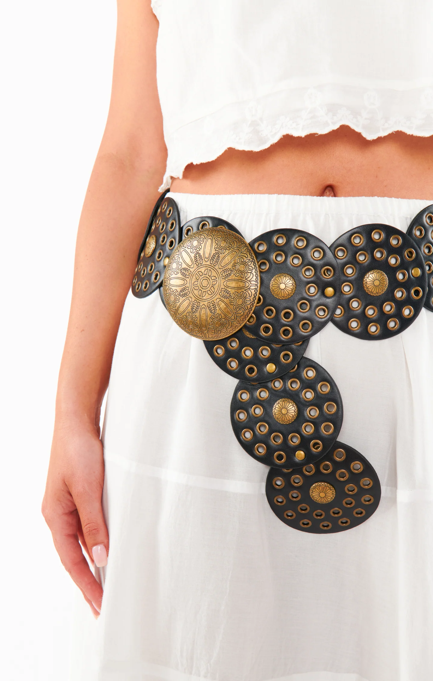 Western Studded Belt ~ Black/Gold