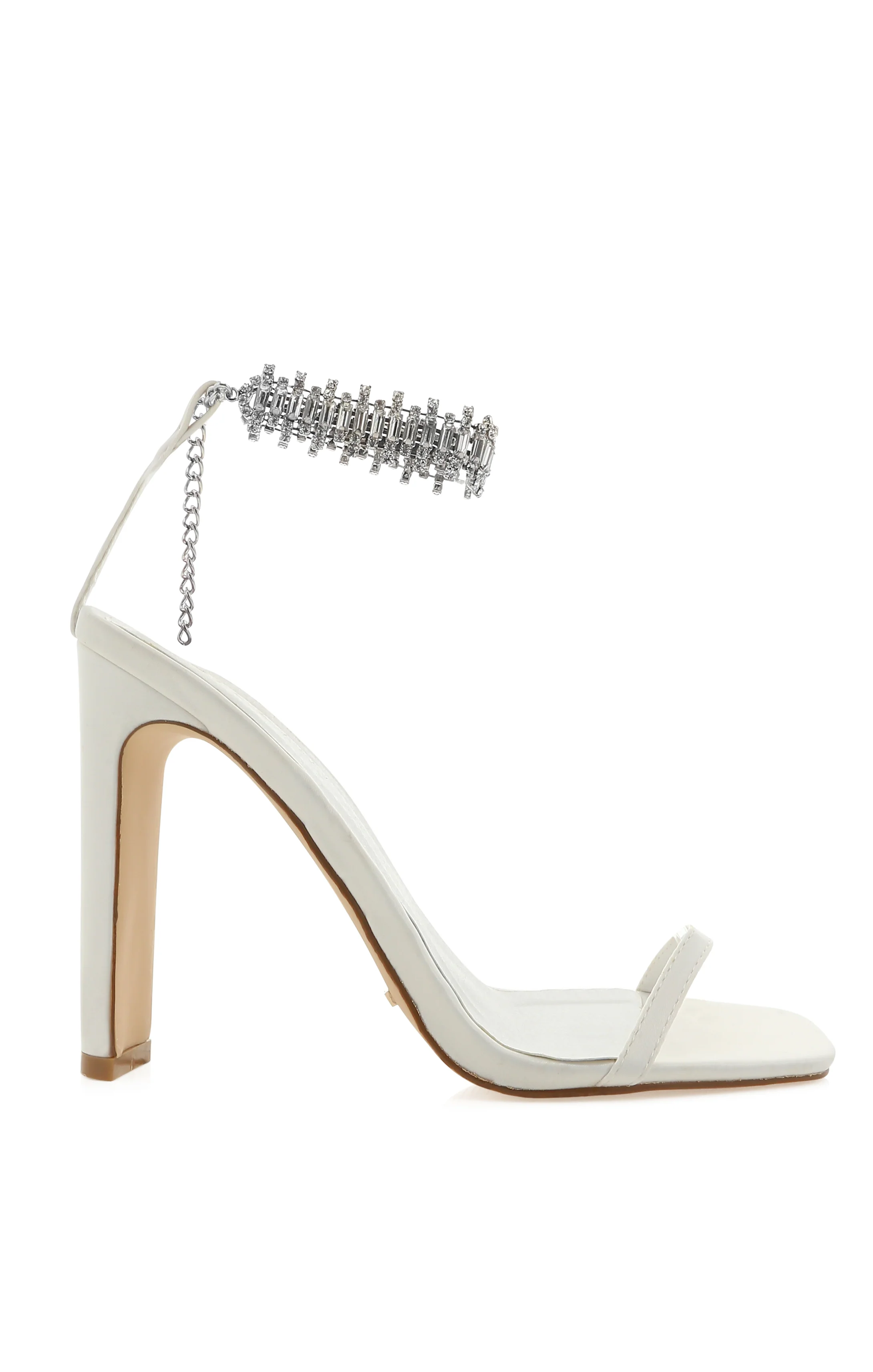 Wrenna Block Heel ~ White Satin