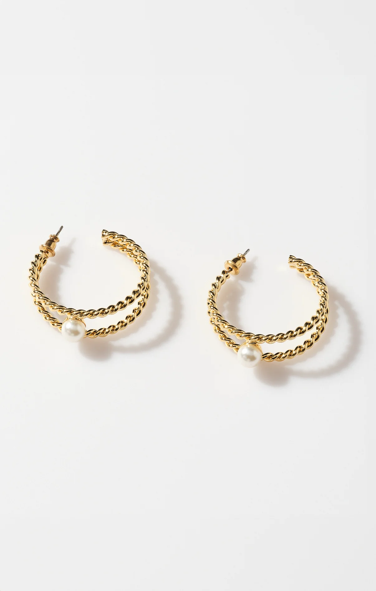 Faithy Jewels Diana Double Hoop ~ Gold/Pearl