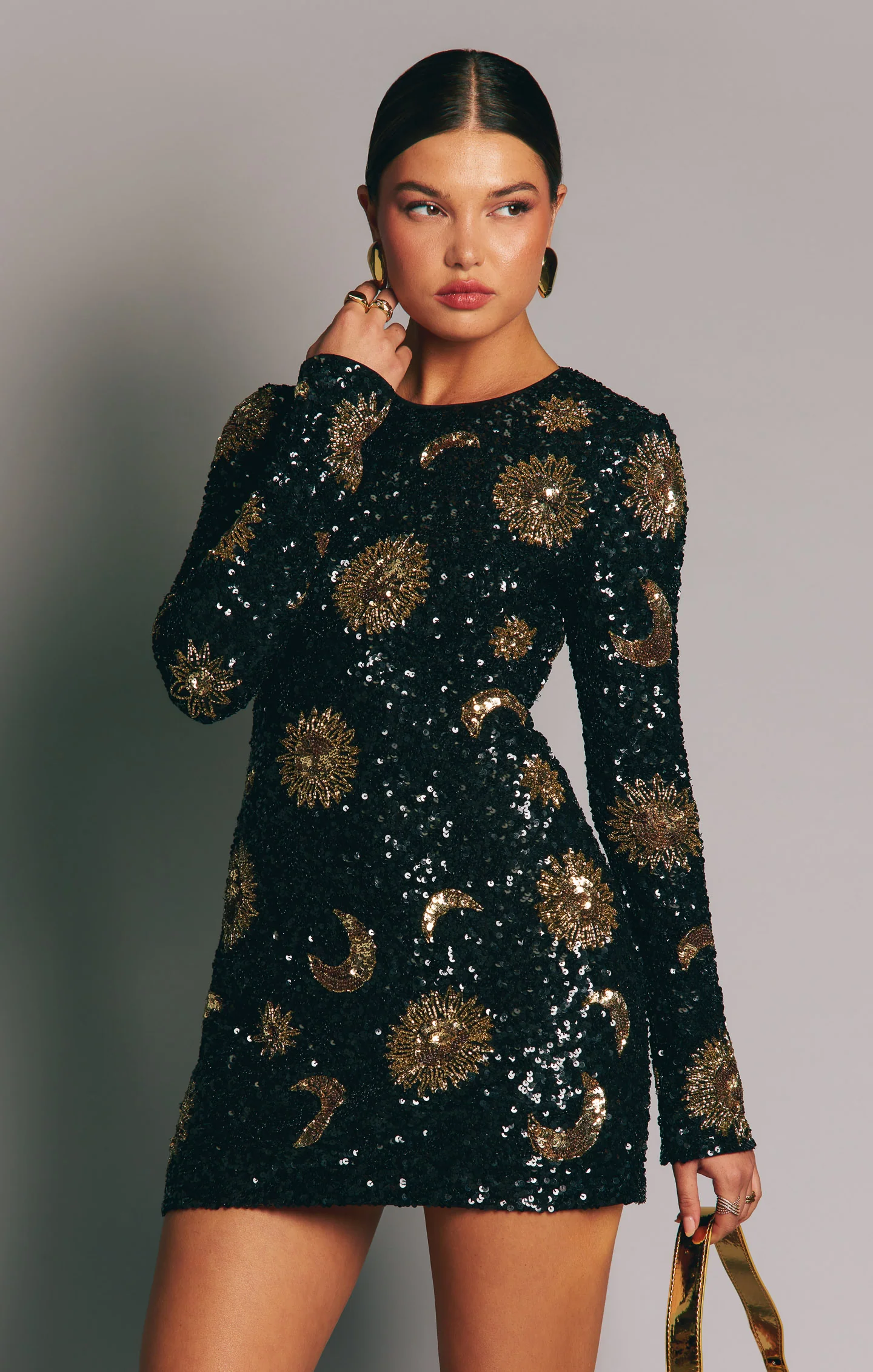 Mini Dress ~ Celestial Sequins Black