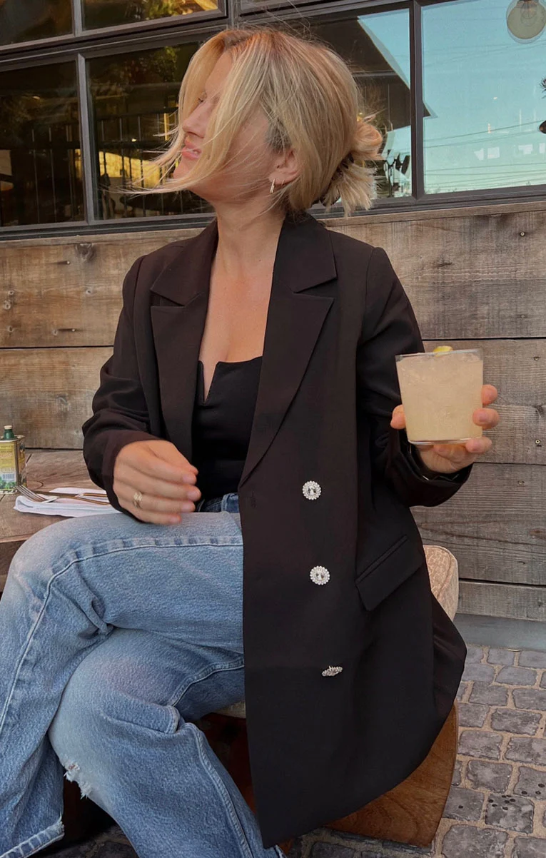 Glam Mini Dress ~ Black Suiting