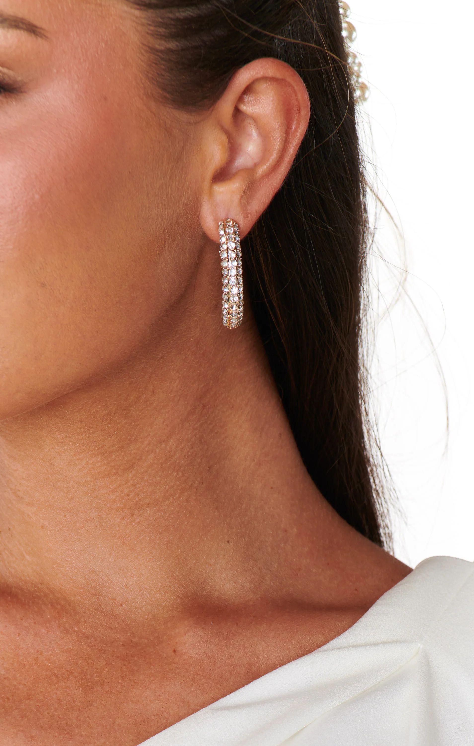 Ettika Crystal Dotted Twist Hoop Earrings ~ Gold