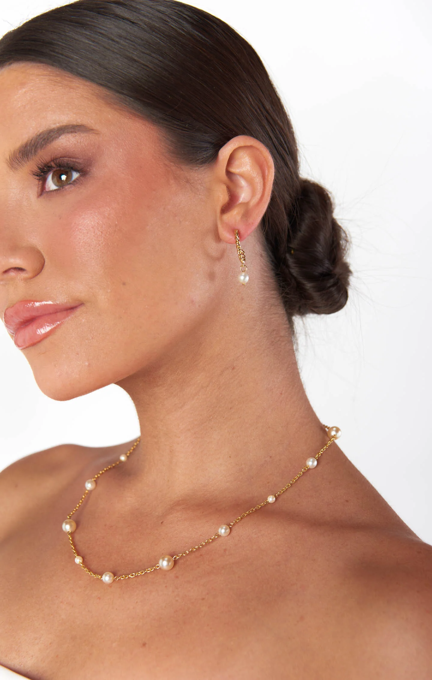 Pearl Hoop Earrings ~ Gold/Pearl