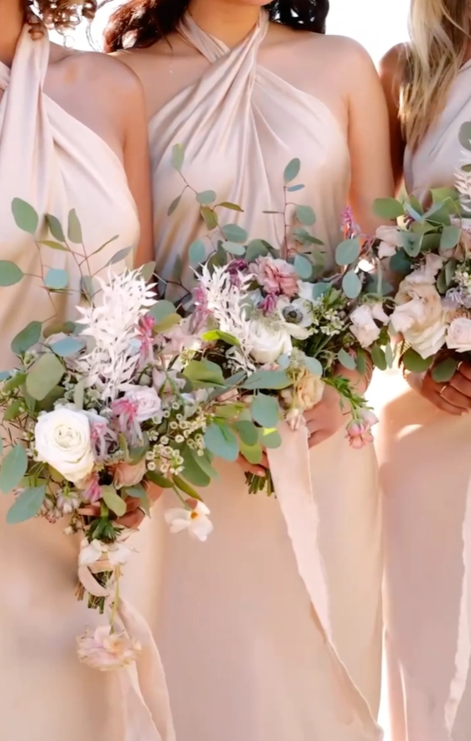 Jasmine Halter Maxi Dress ~ Champagne Luxe Satin