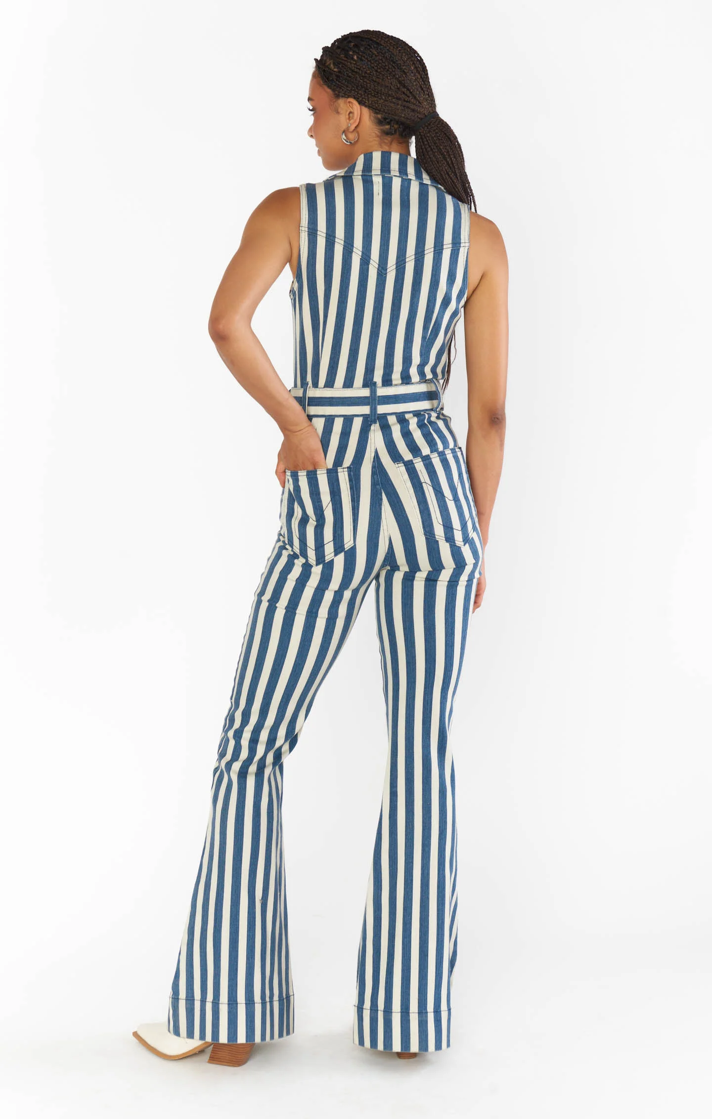 Jacksonville Jumpsuit ~ Sand N Sea Stripe Denim