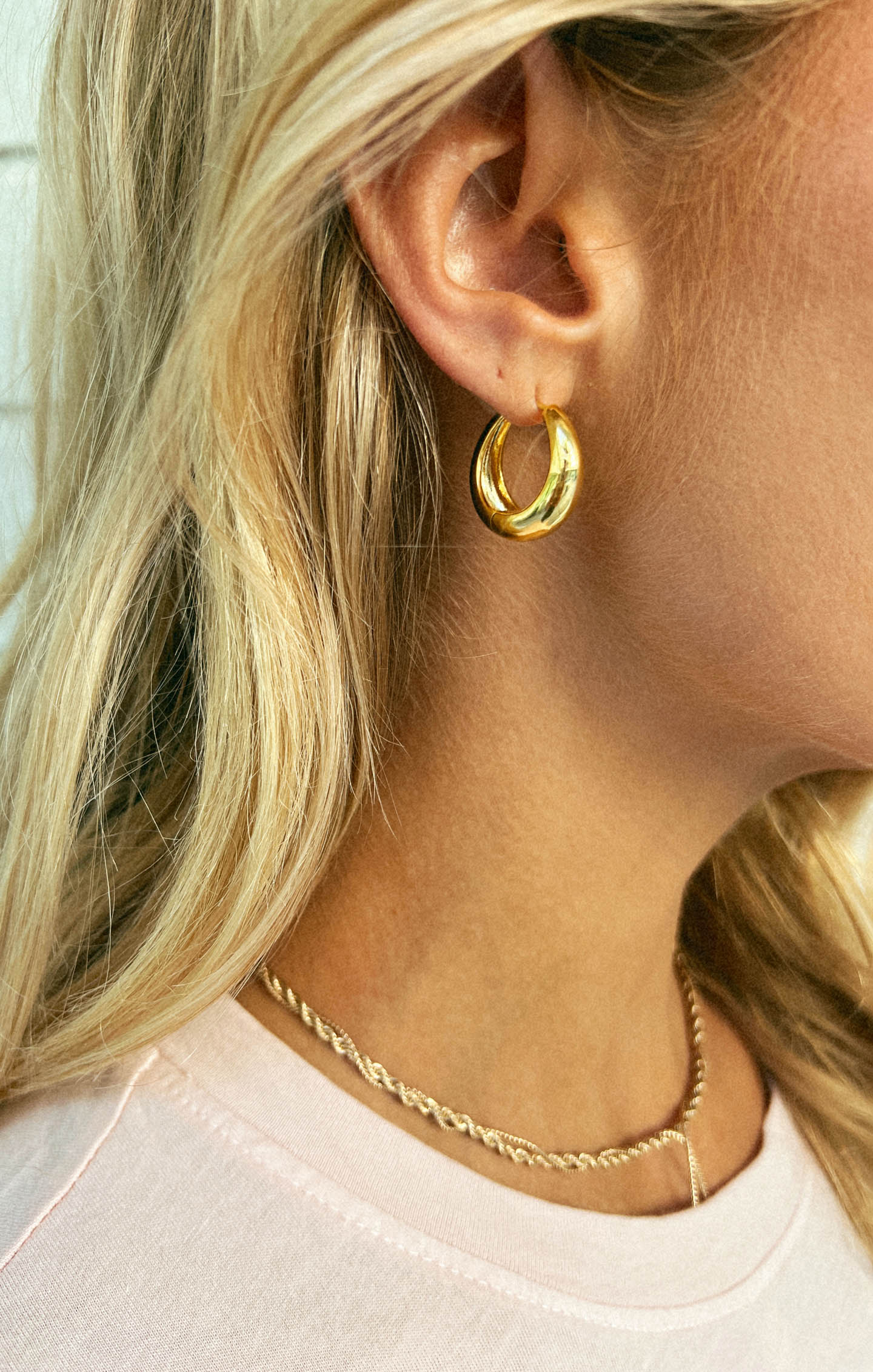 Stylish Hoop Earrings ~ Gold Plated