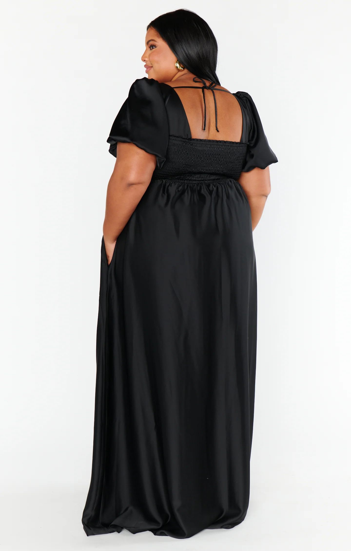 Maxi Dress ~ Black Satin