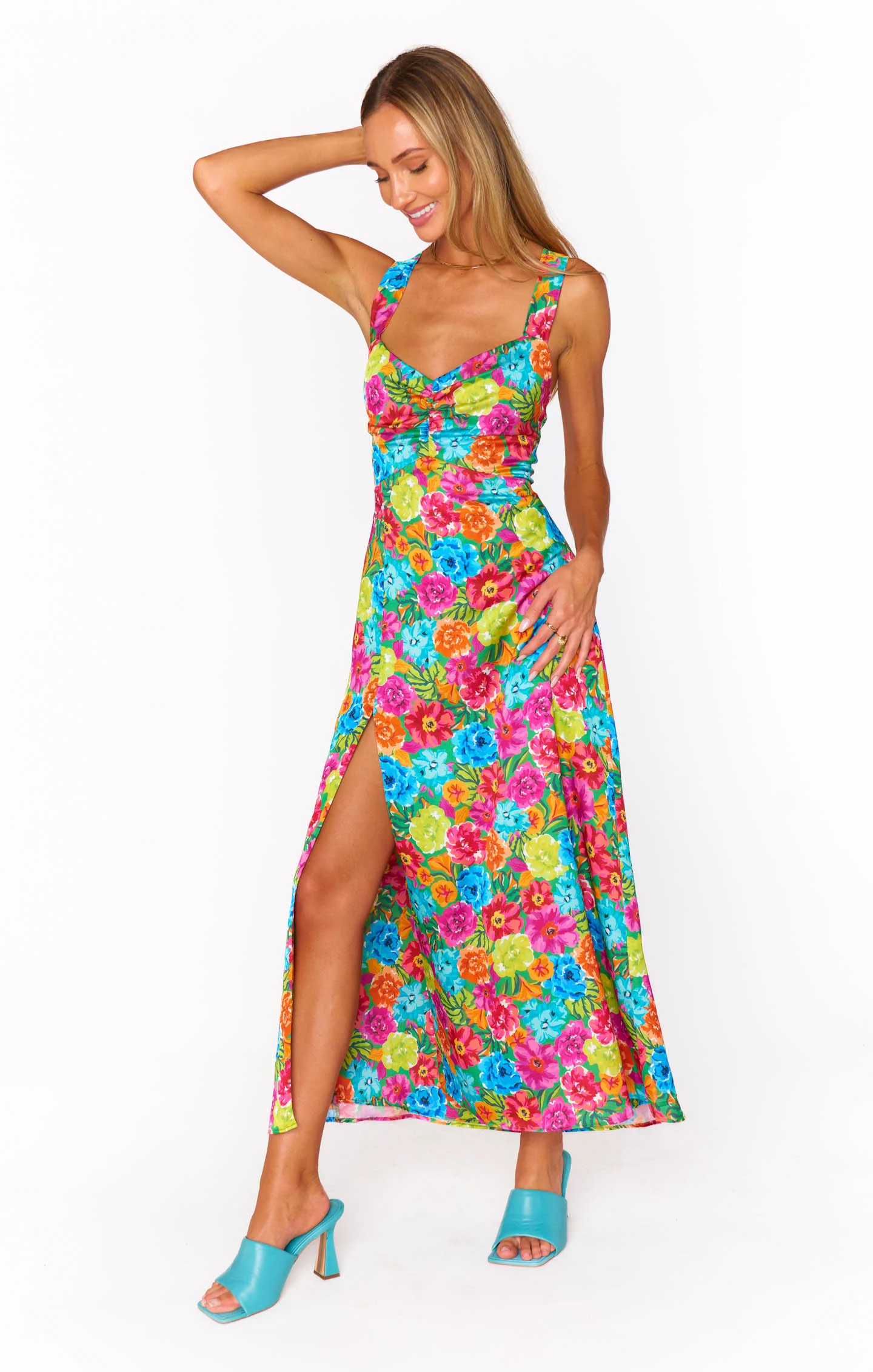 Luna Midi Dress ~ Vibrant Bloom Evening
