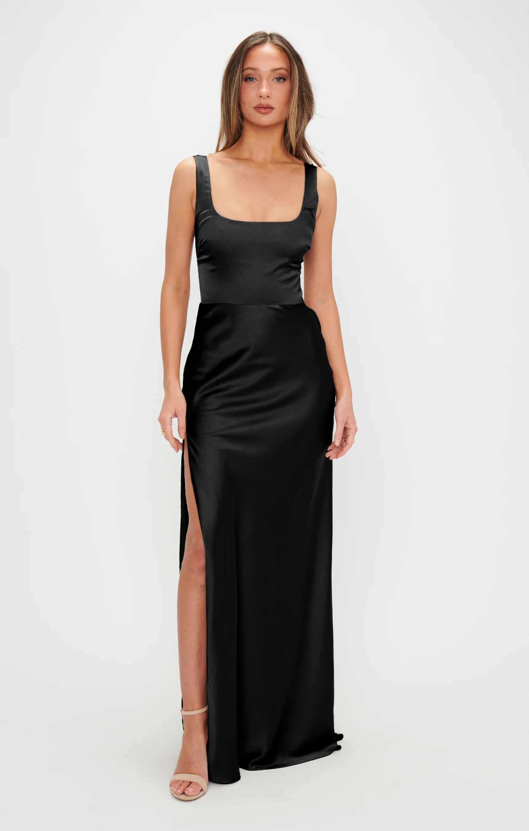 Lana Maxi Dress ~ Black Satin