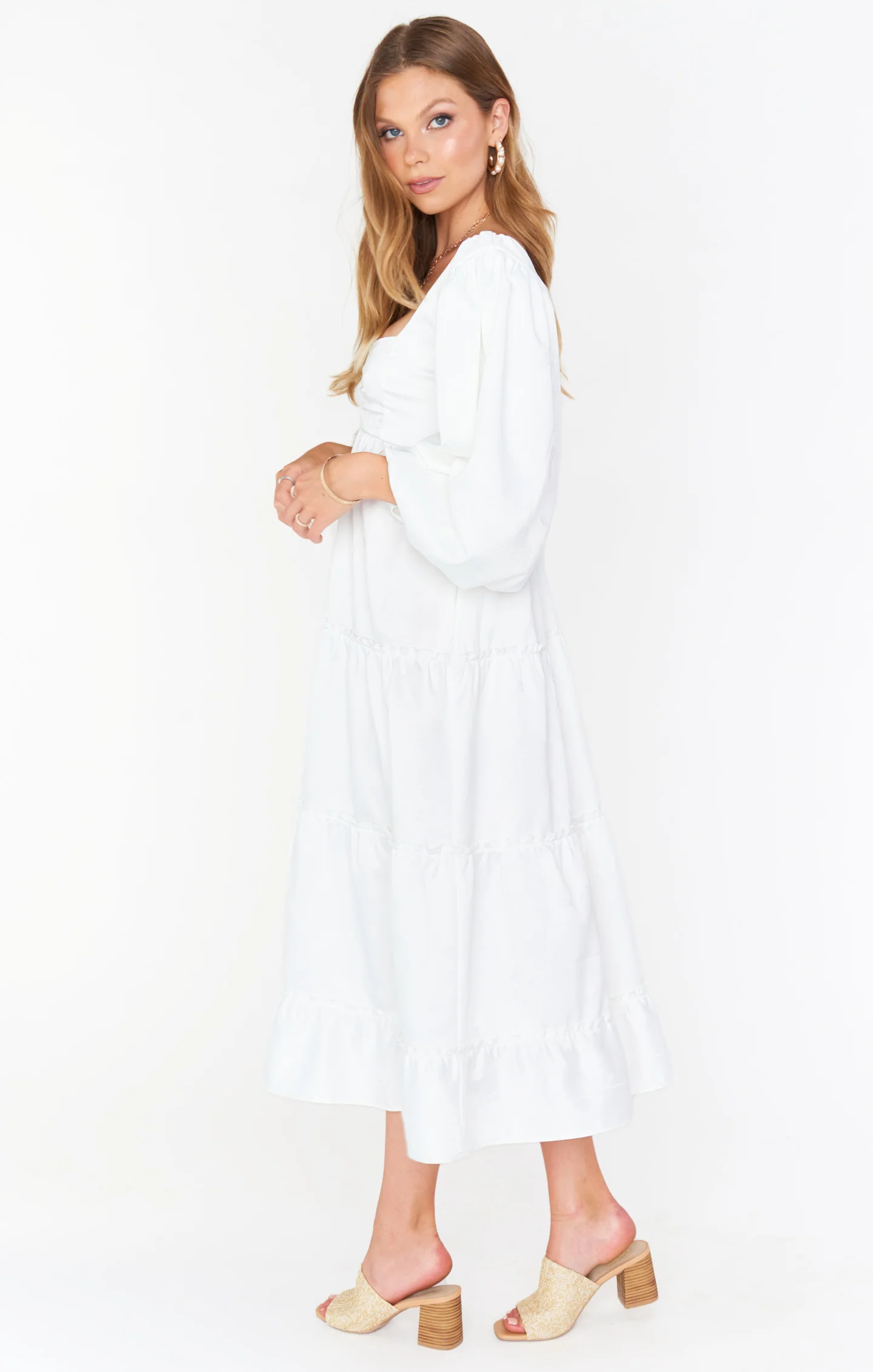 Elena Midi Dress ~ Cream Linen