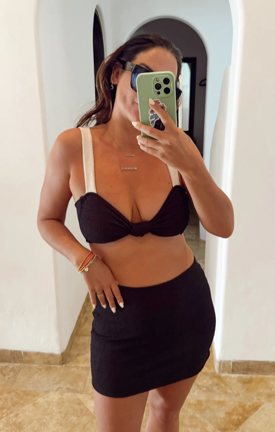 Sara Mini Skirt ~ Black Scrunch