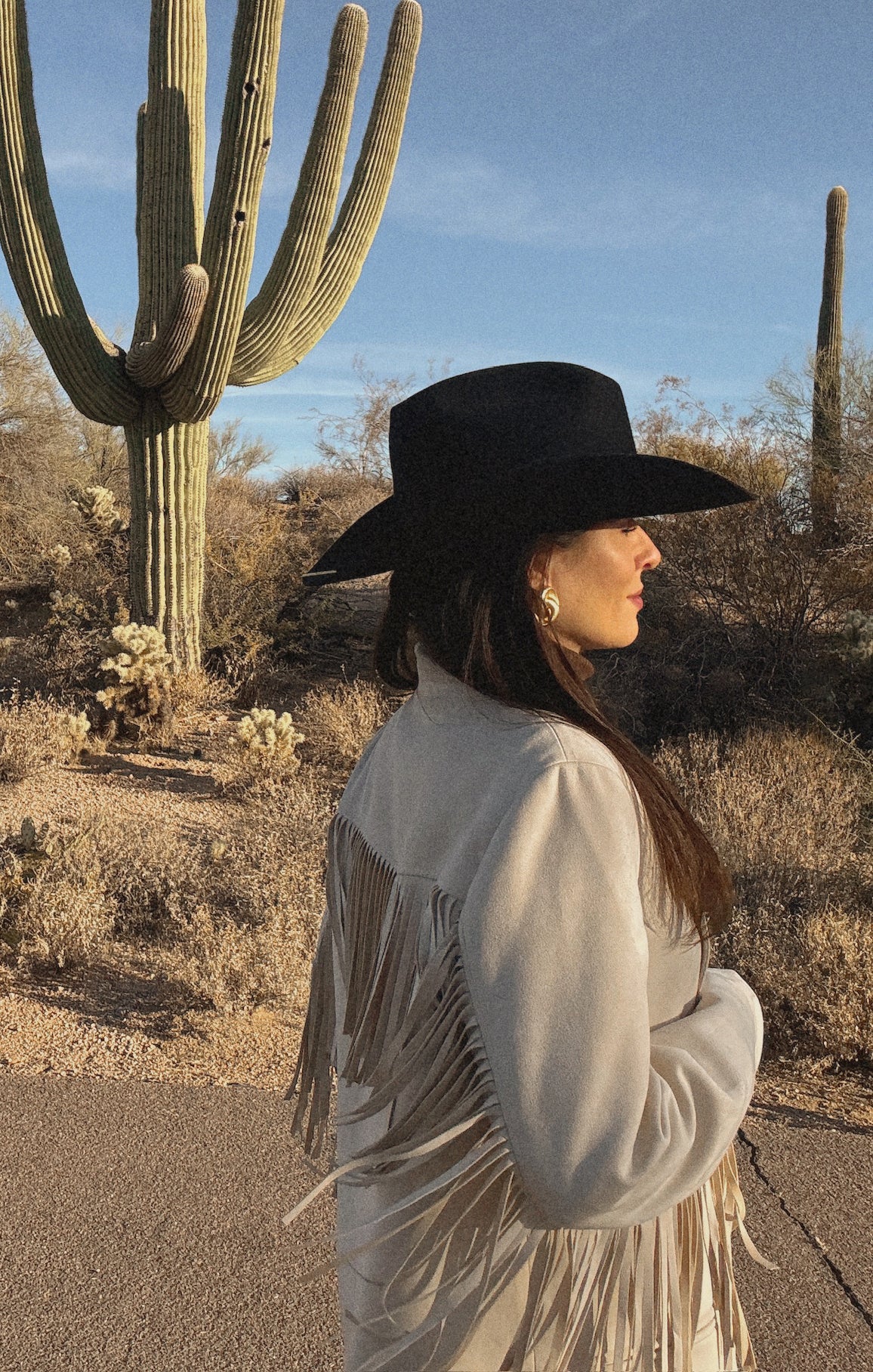 Fringe Maxi Jacket ~ Cream Faux Suede