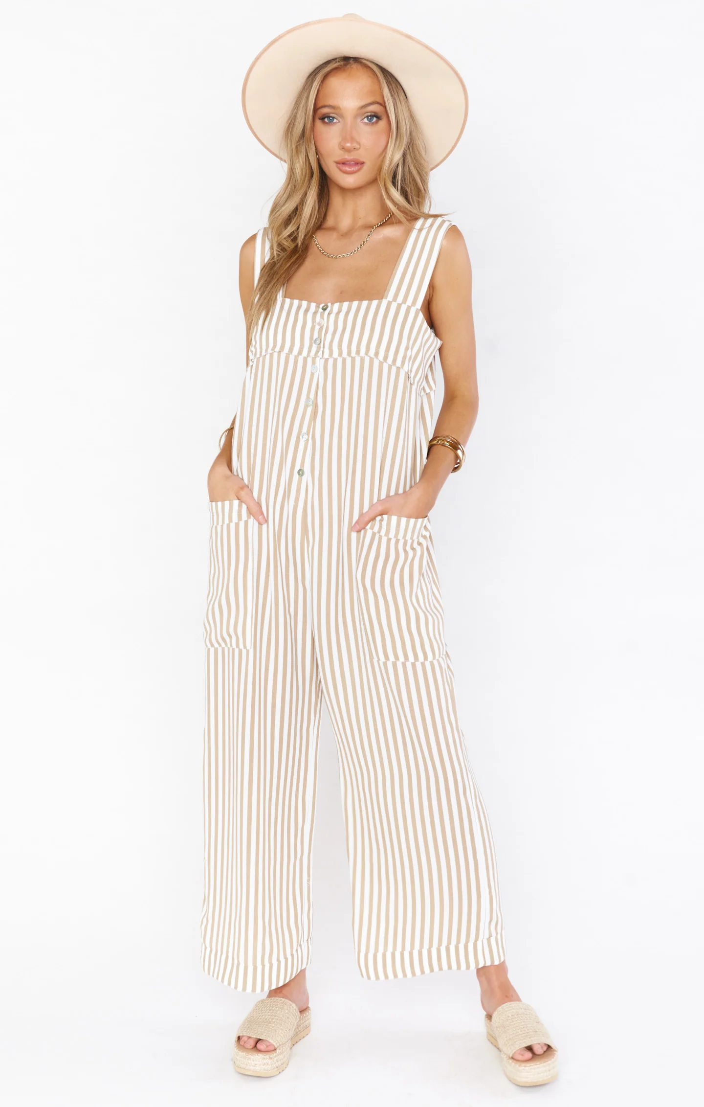 Stroll Jumpsuit ~ Ivory Solid Stripe
