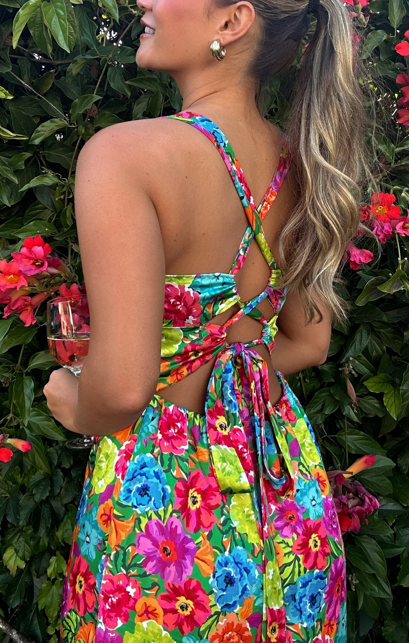 Luna Midi Dress ~ Vibrant Bloom Evening