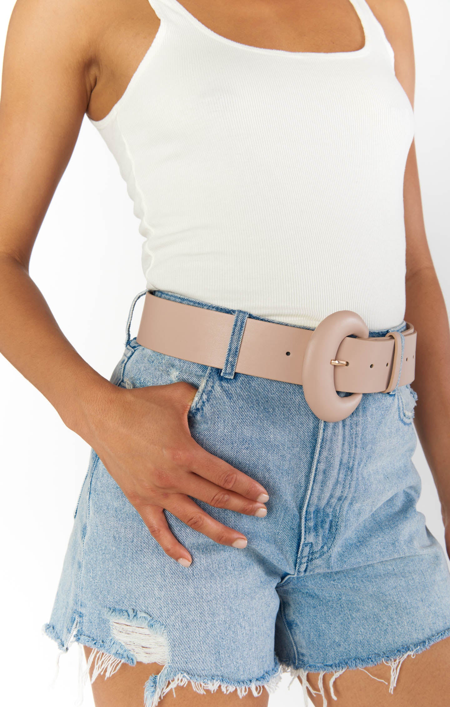 Round Buckle Belt ~ Taupe