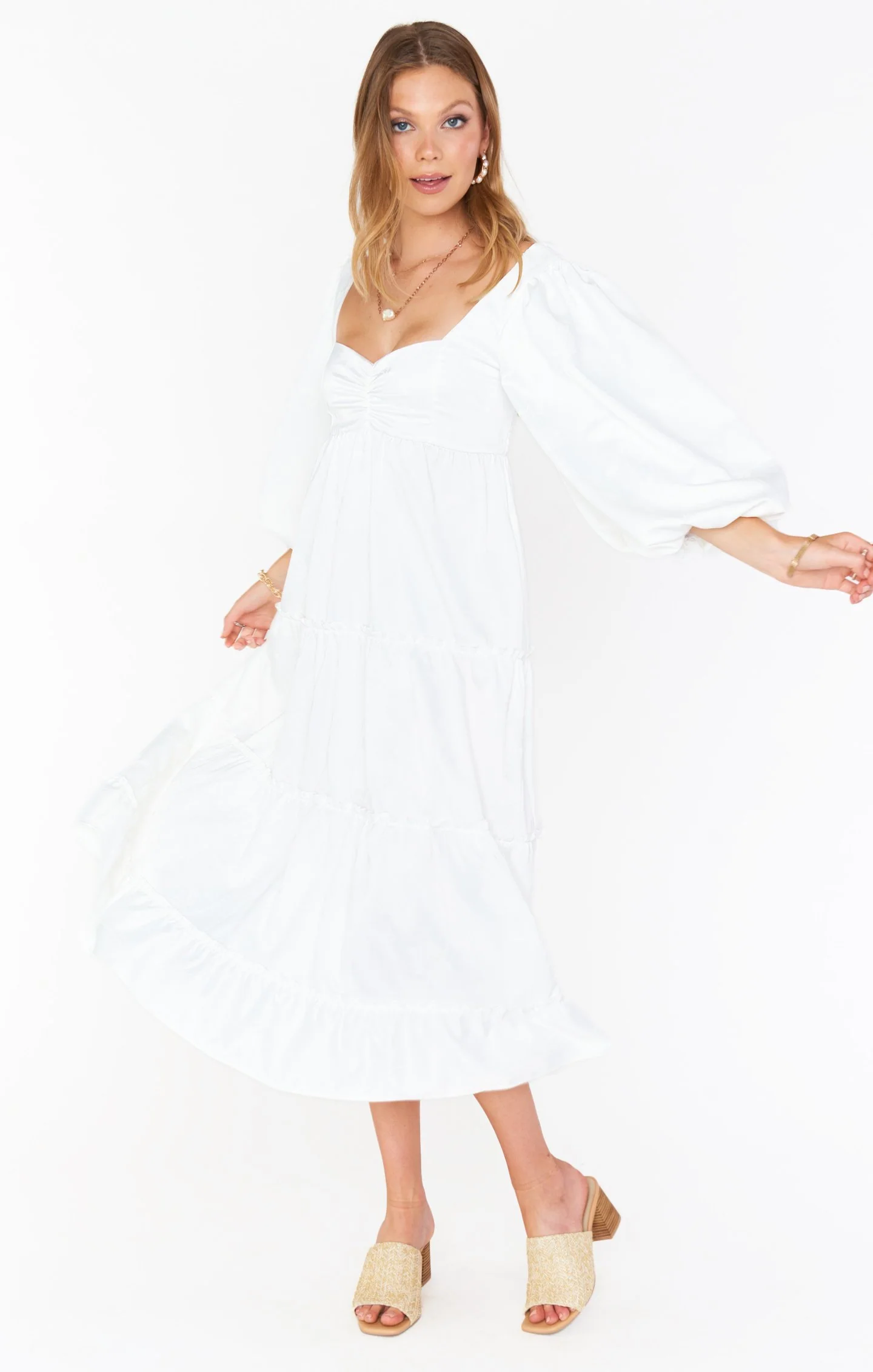 Elena Midi Dress ~ Cream Linen