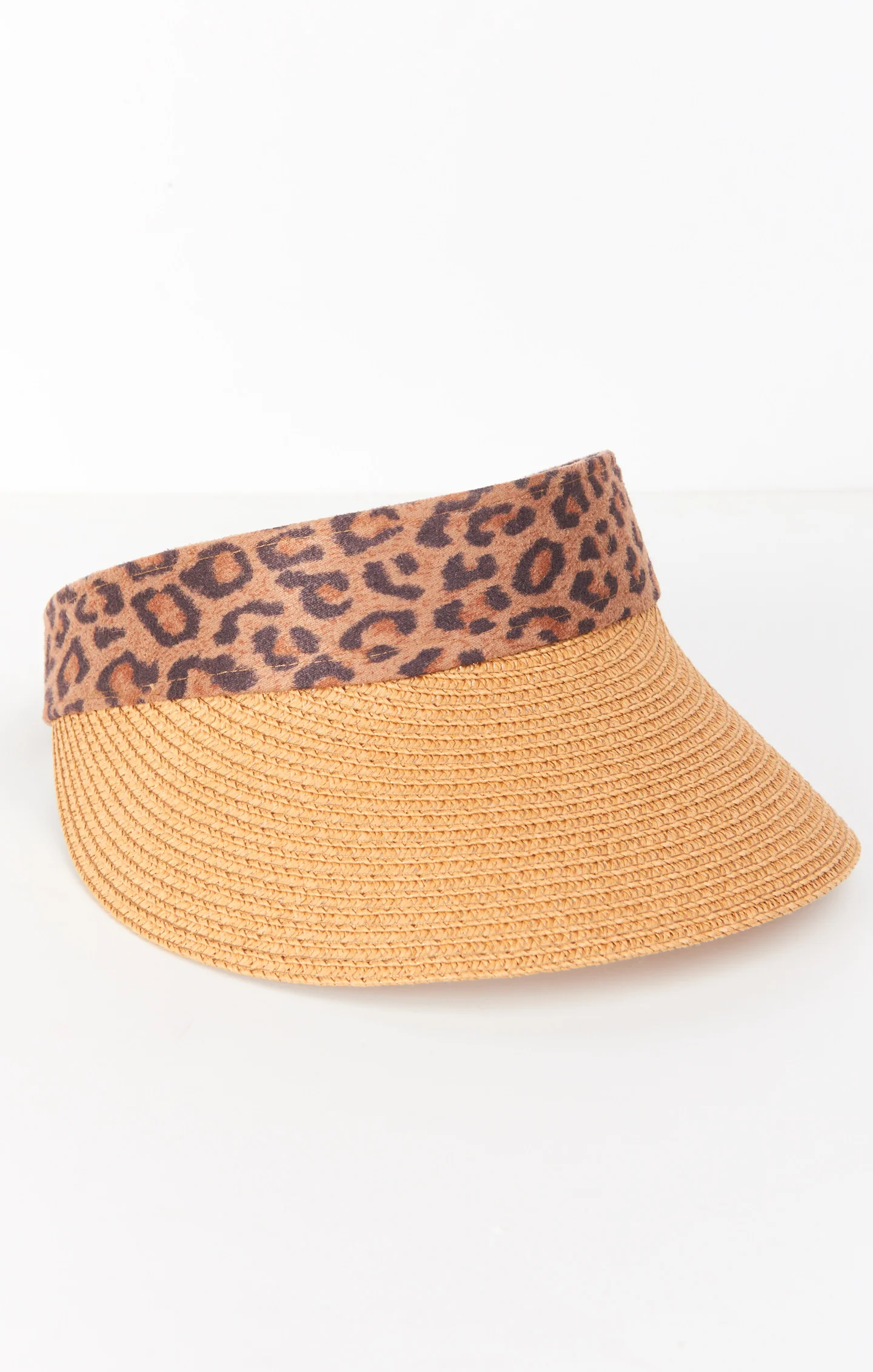 Stylish Straw Visor Hat ~ Leopard
