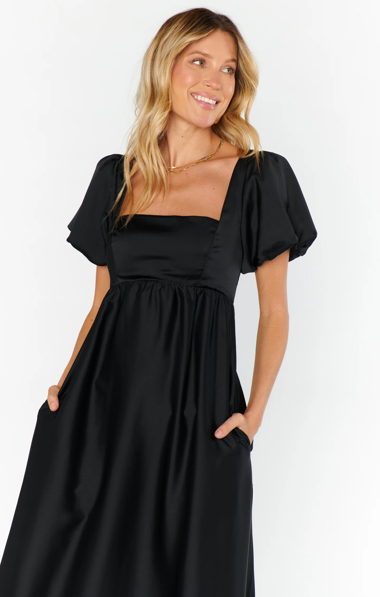Maxi Dress ~ Black Satin
