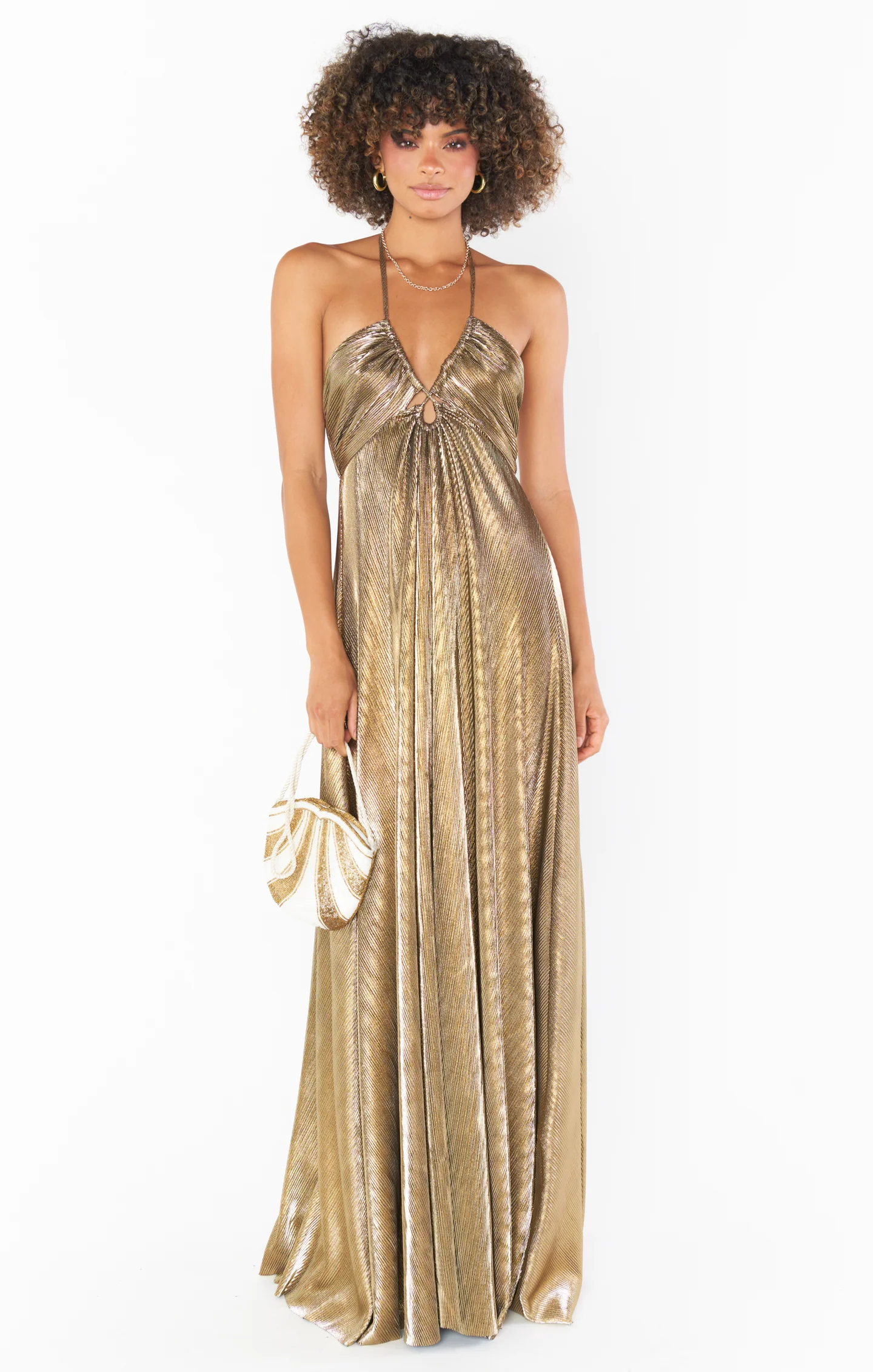 Paros Maxi Dress ~ Pleated Gold