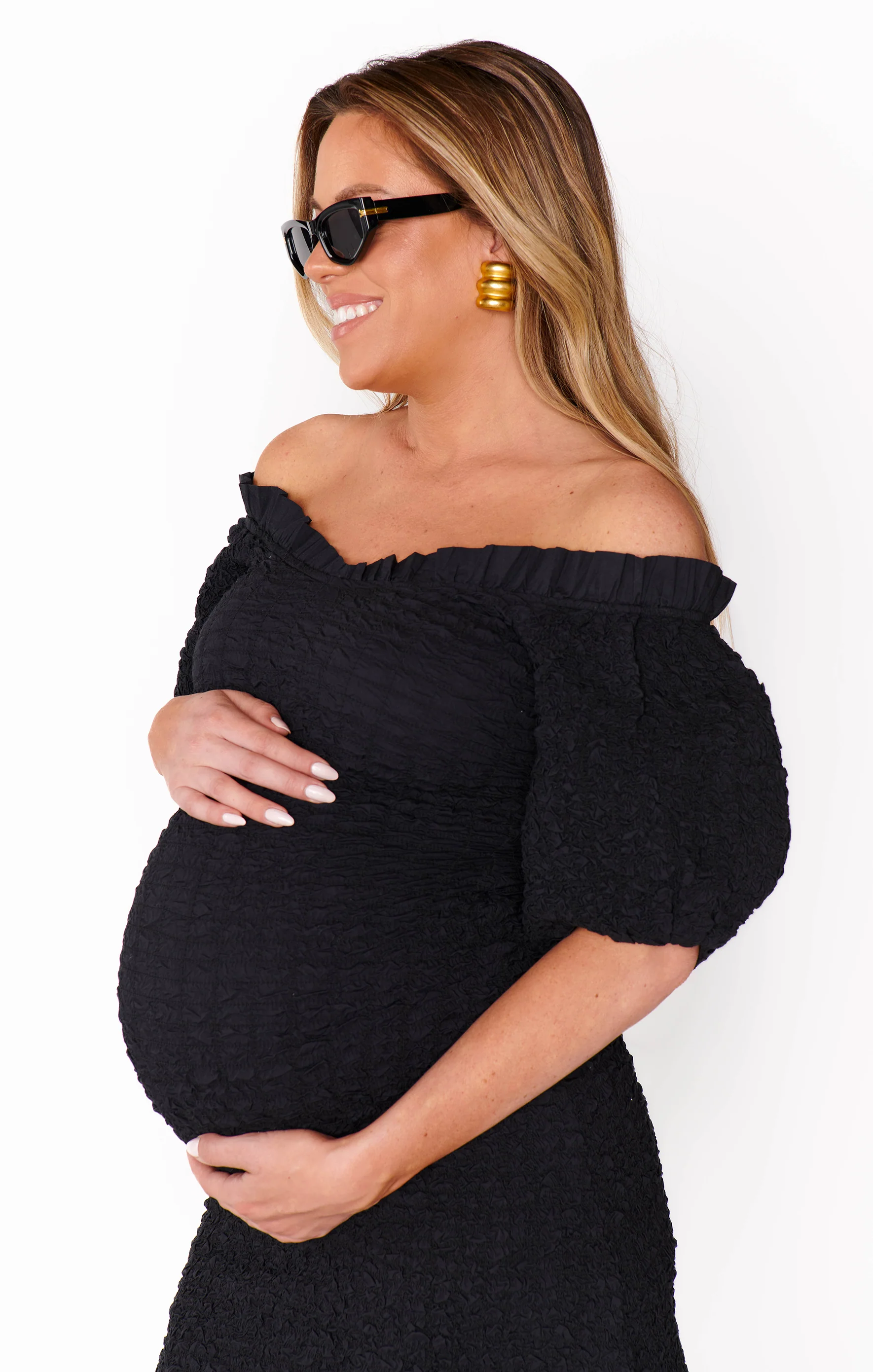 Rom Com Midi Dress ~ Black Texture Stretch