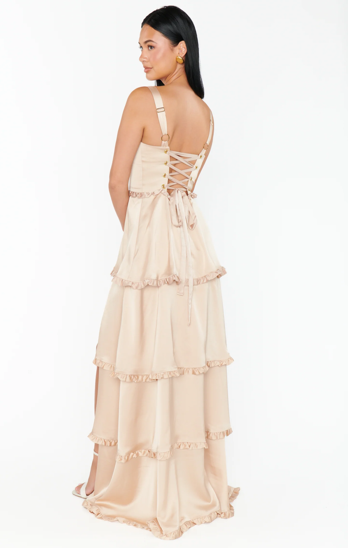 Lady Corset Dress ~ Champagne Luxe Satin