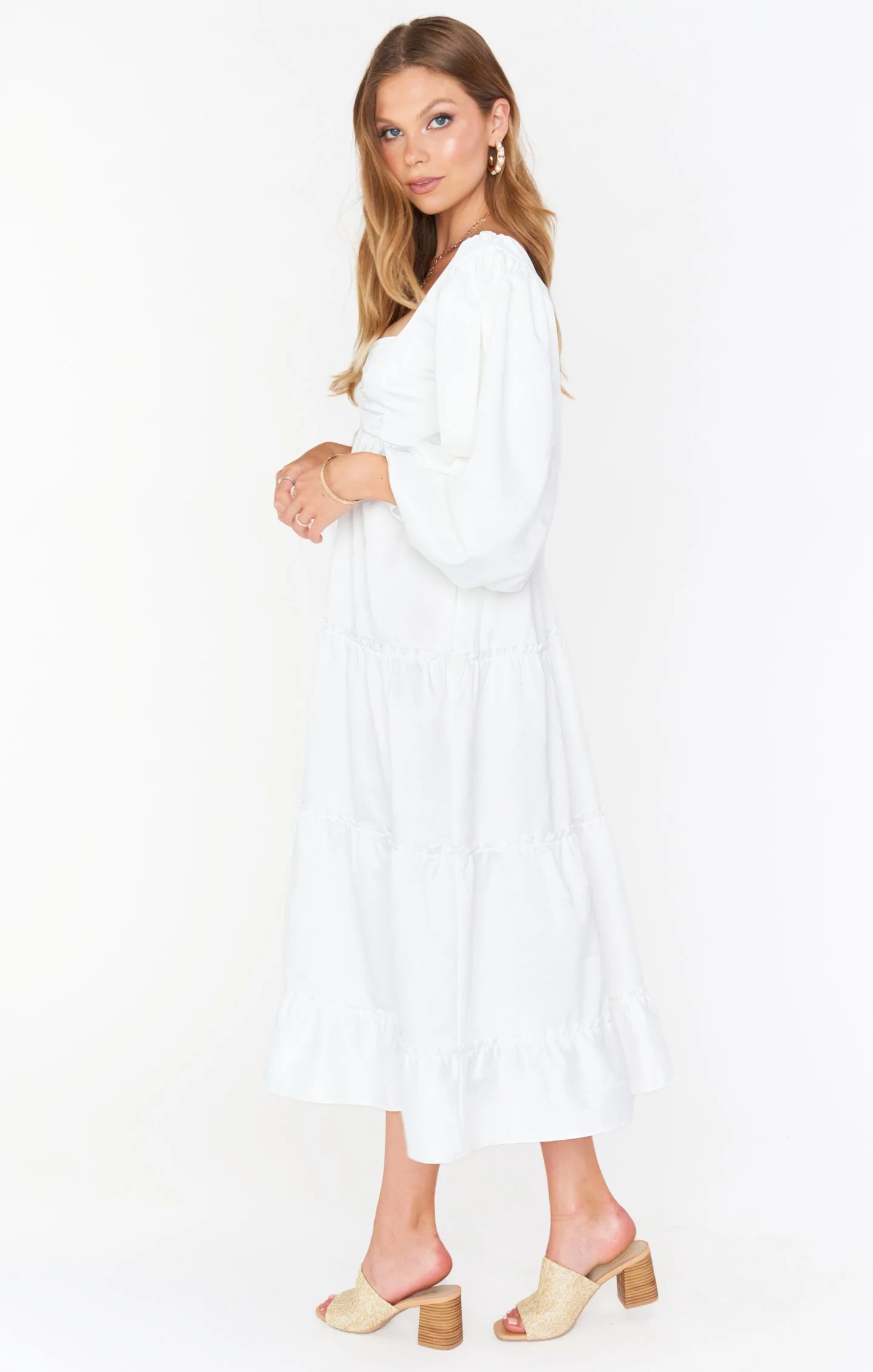 Elena Midi Dress ~ Cream Linen