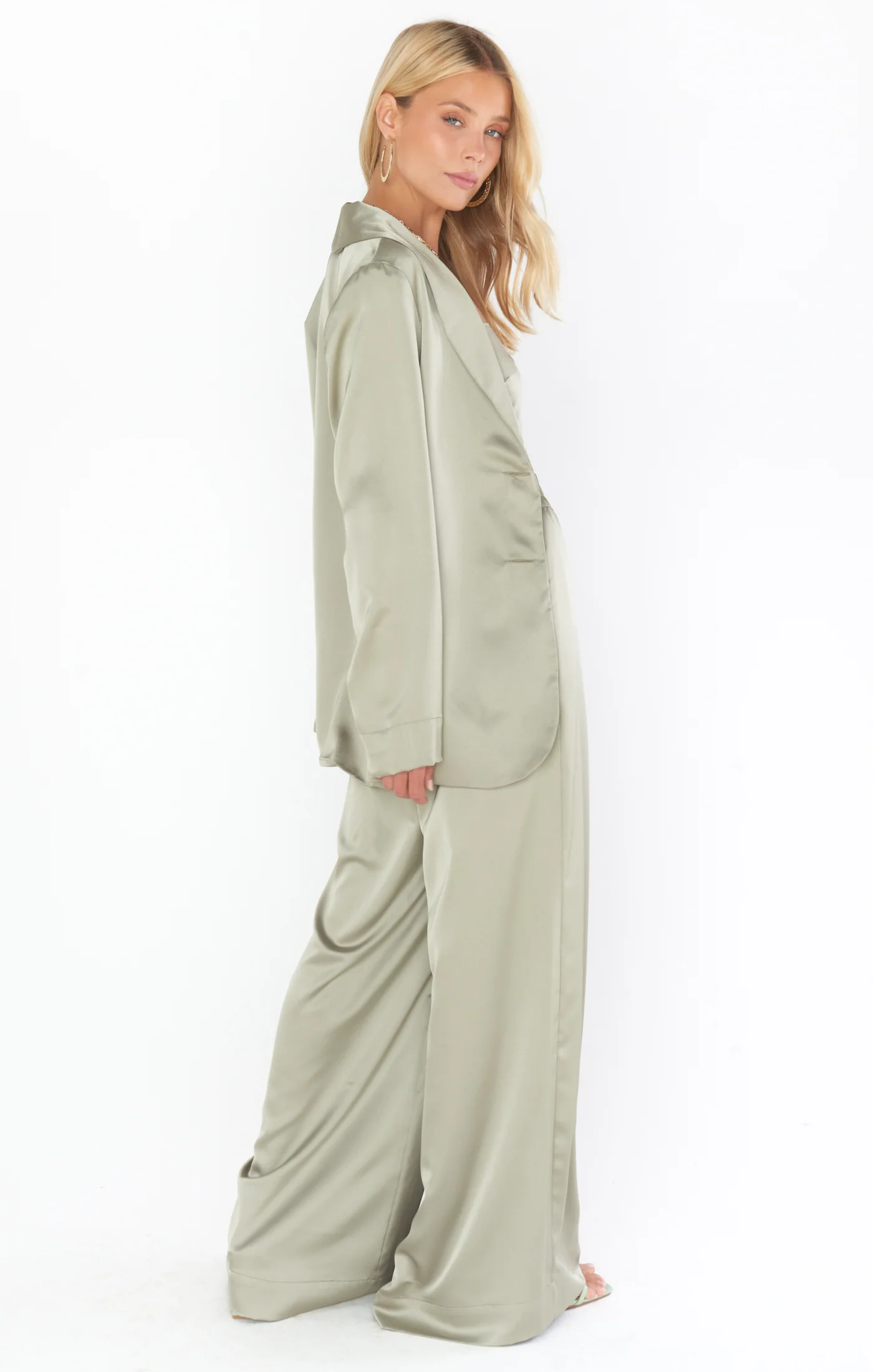 Felix Blazer ~ Moss Green Luxe Satin