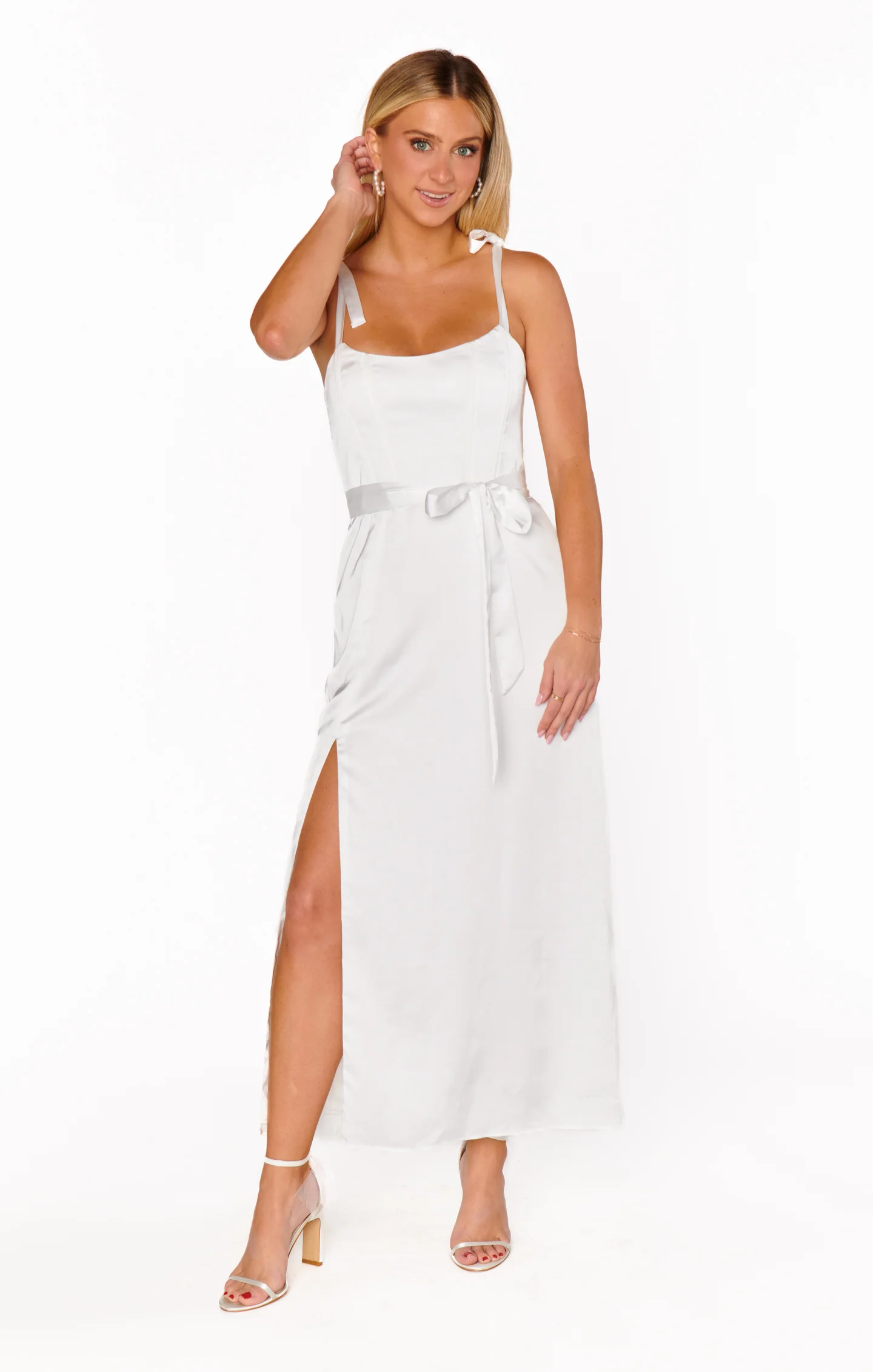 Willow Midi Dress ~ Ivory Luxe Satin