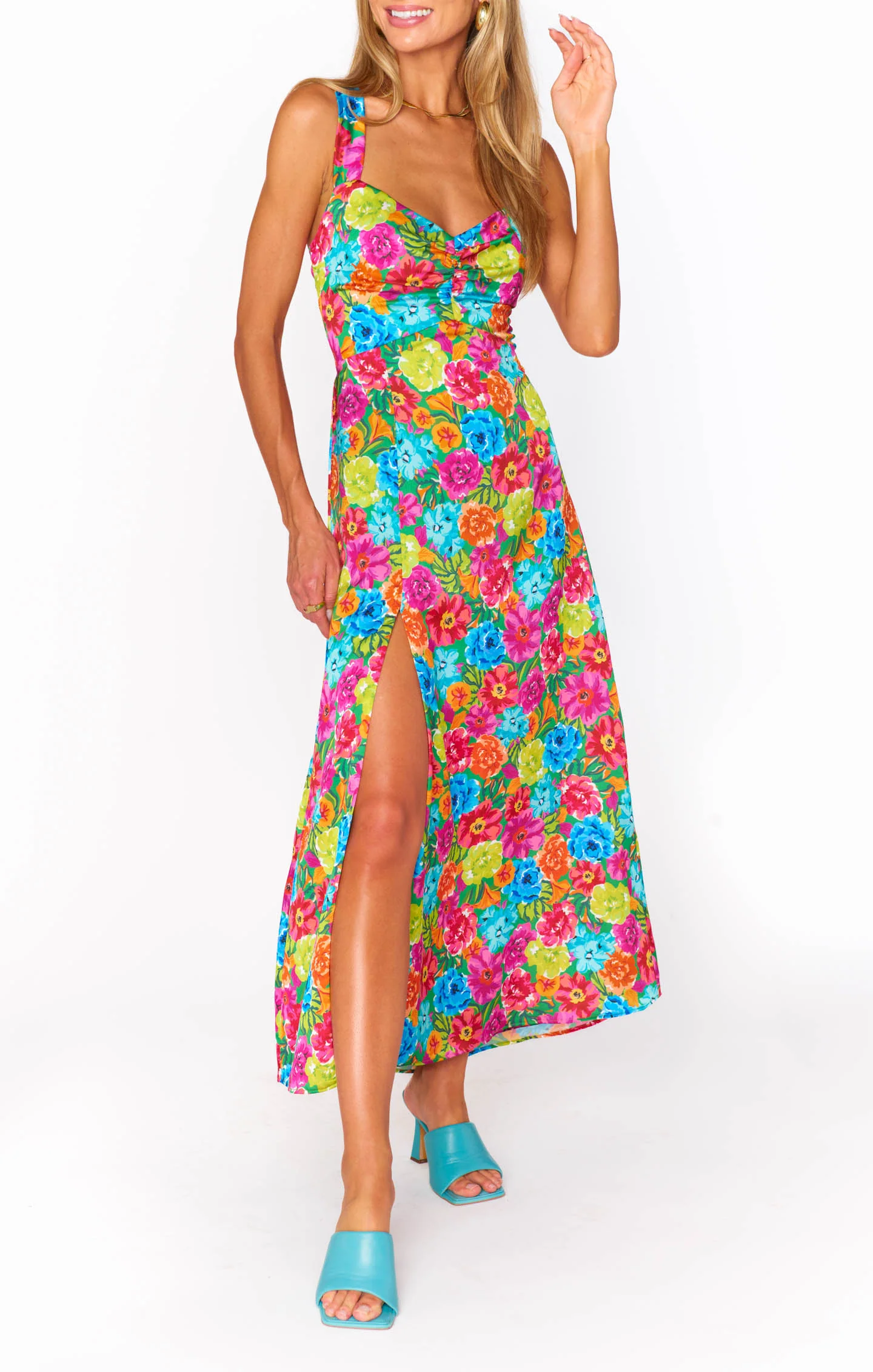 Luna Midi Dress ~ Vibrant Bloom Evening