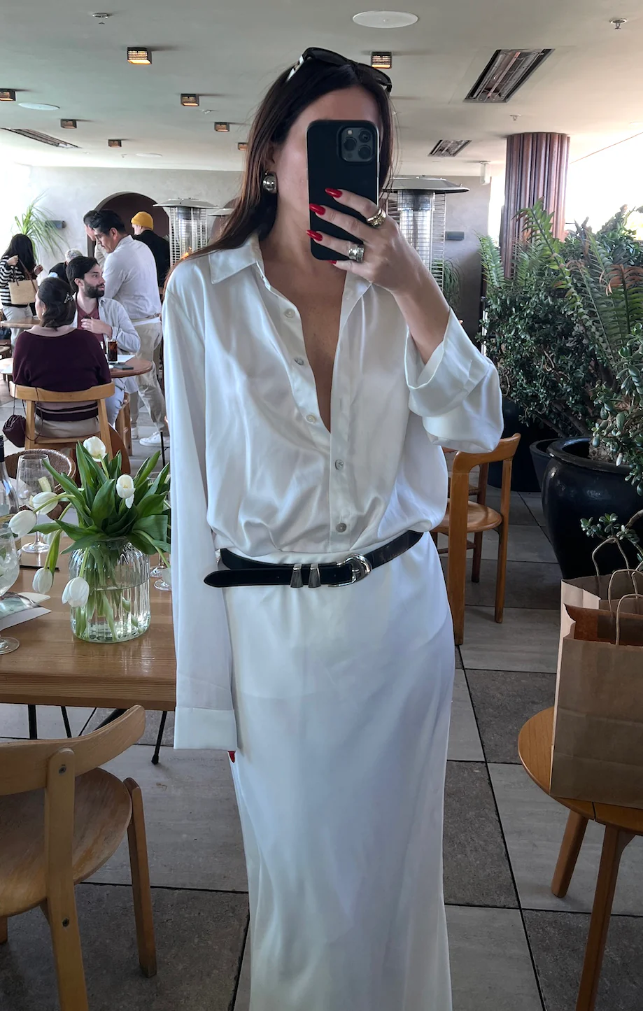 Smith Button Down ~ Ivory Luxe Satin