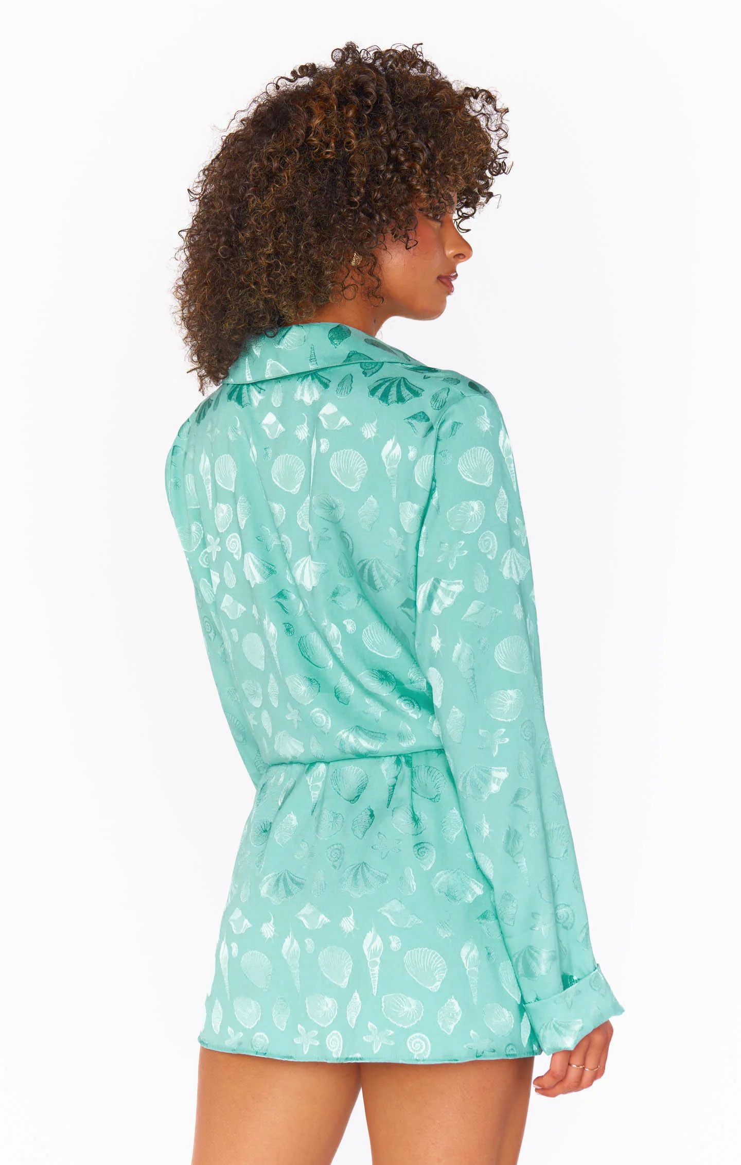 Button Down ~ Aquamarine Shell Satin