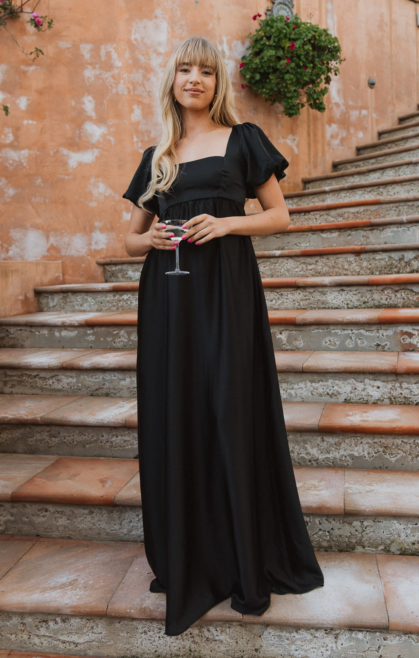 Maxi Dress ~ Black Satin