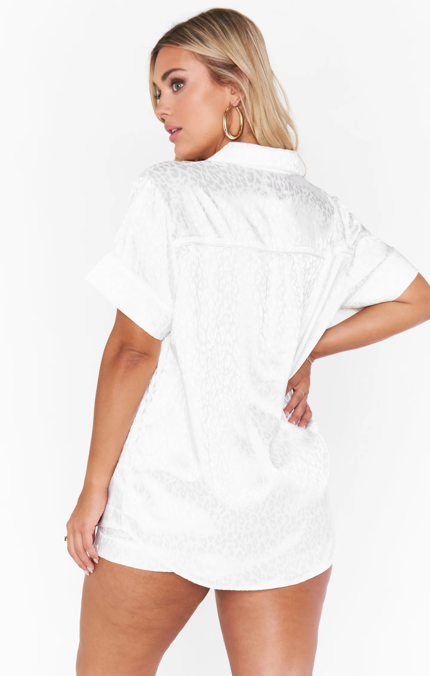 Slumber PJ Set ~ White Cheetah Silky