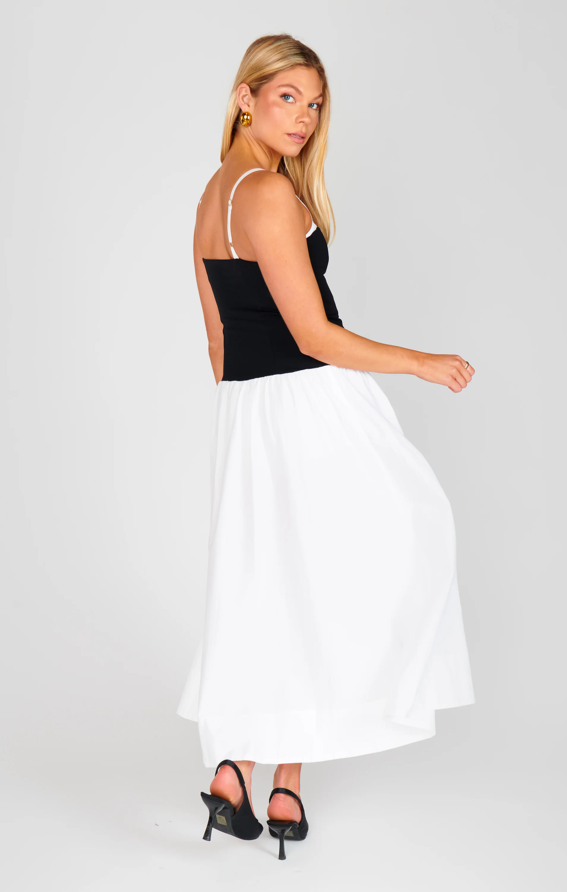 Hepburn Midi Dress ~ Black and White