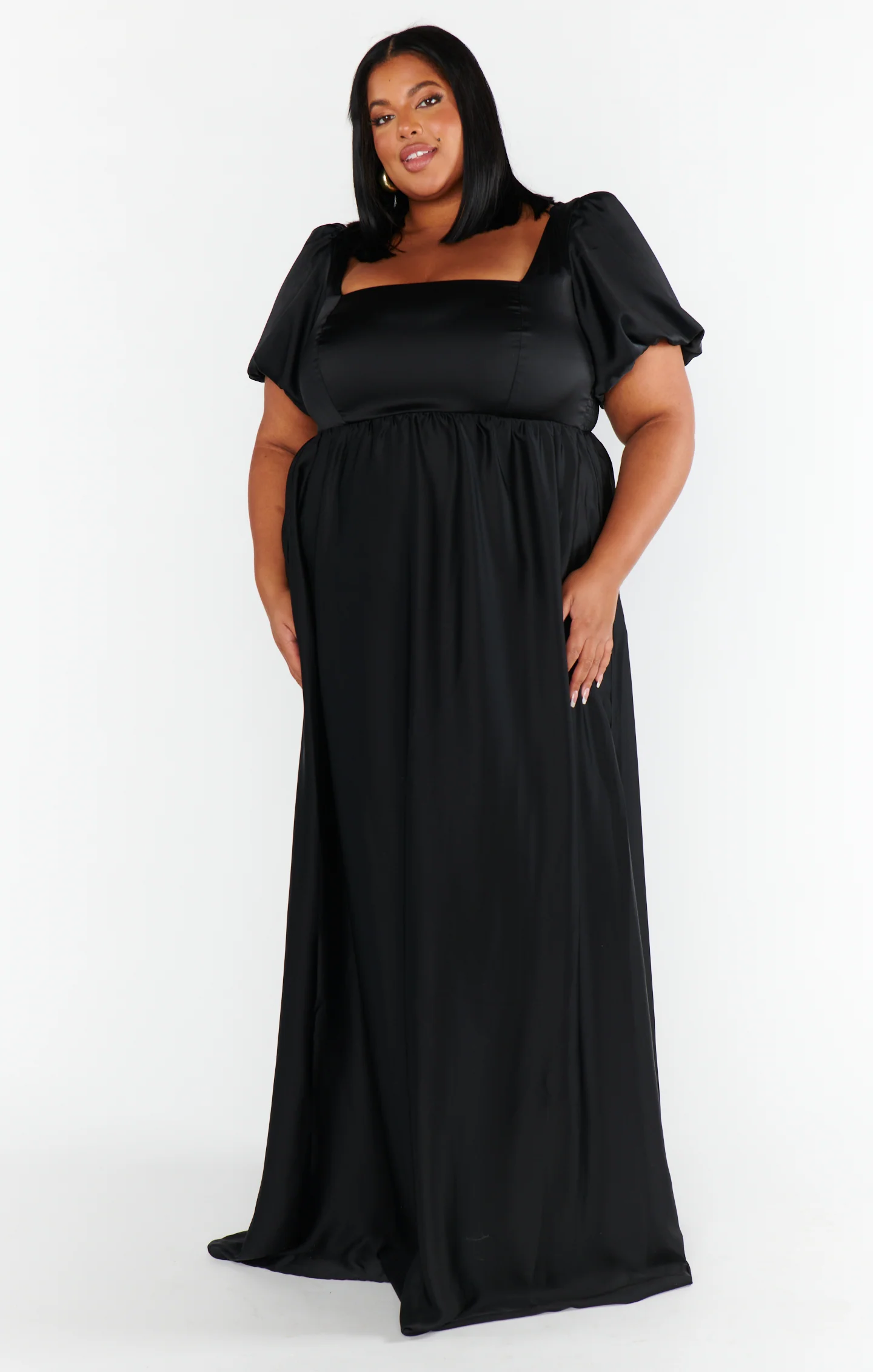 Maxi Dress ~ Black Satin
