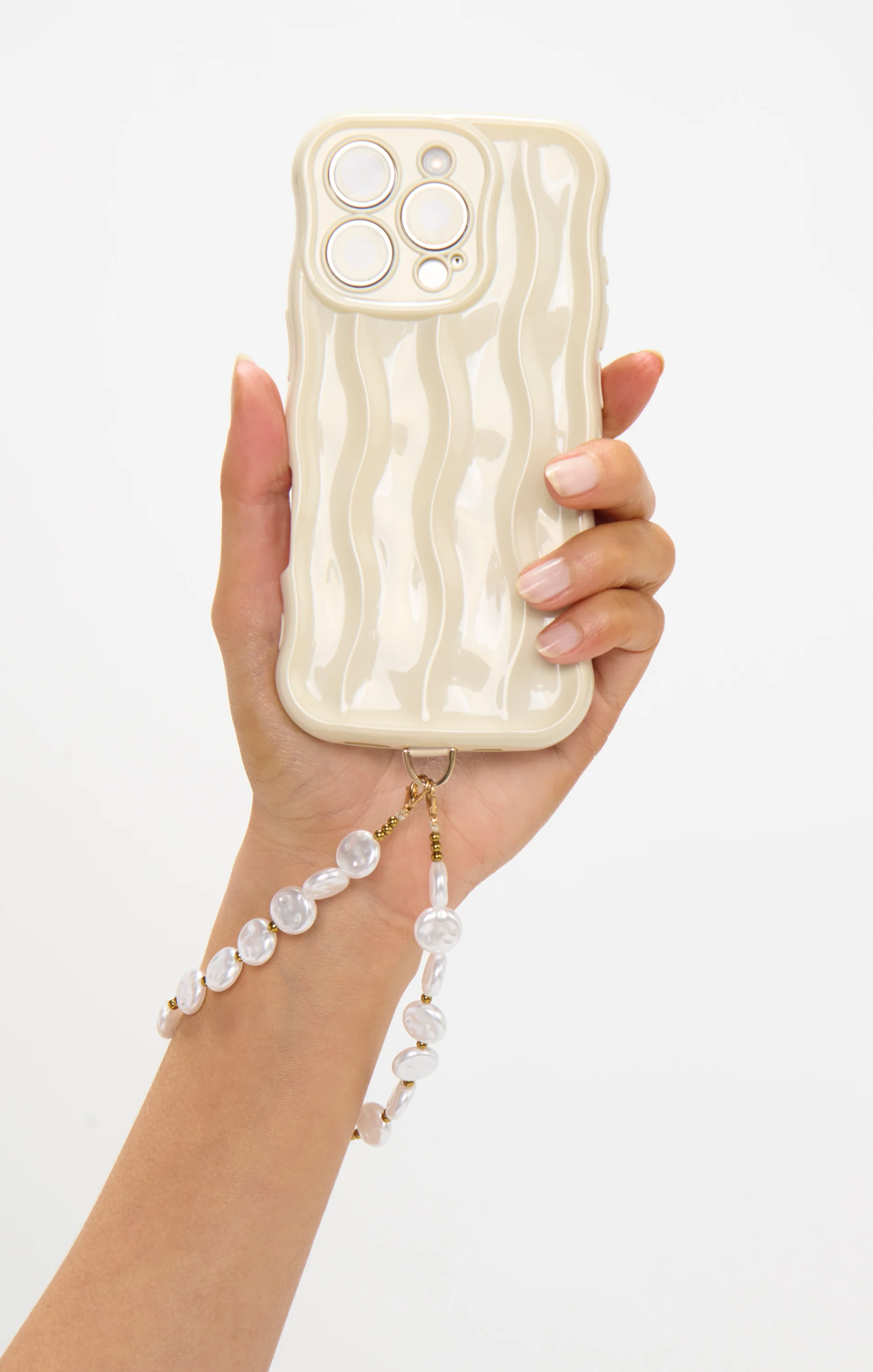 Sylvie Phone Charm Wristlet ~ Pearl