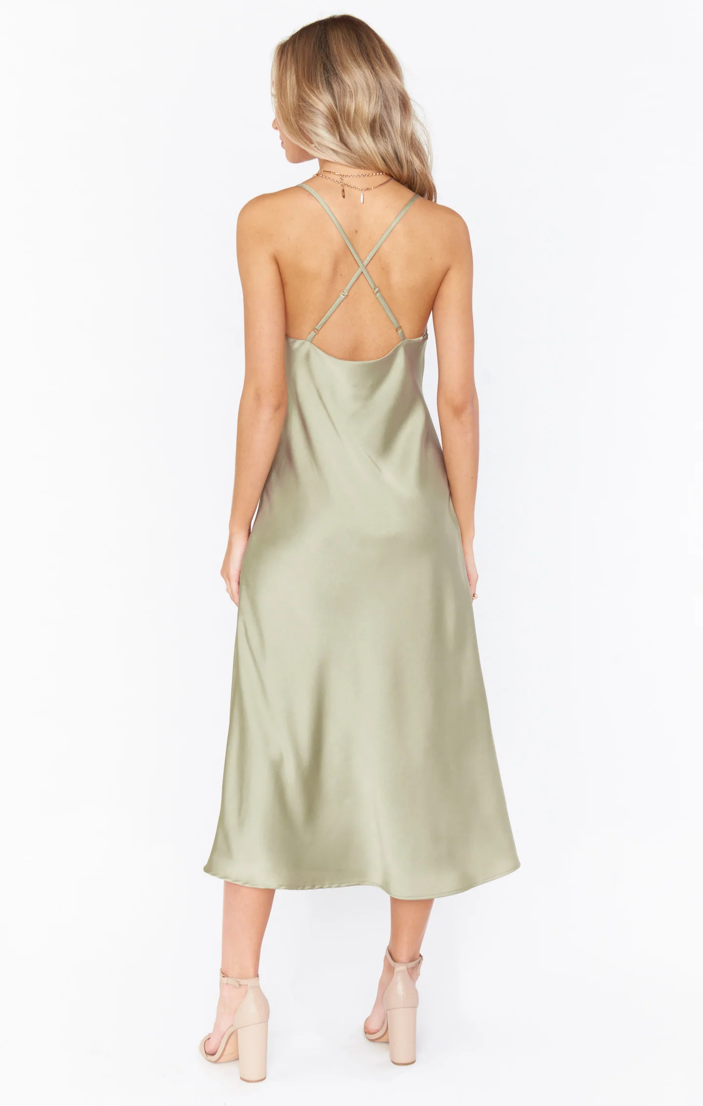 Verona Cowl Dress ~ Moss Green Luxe Satin